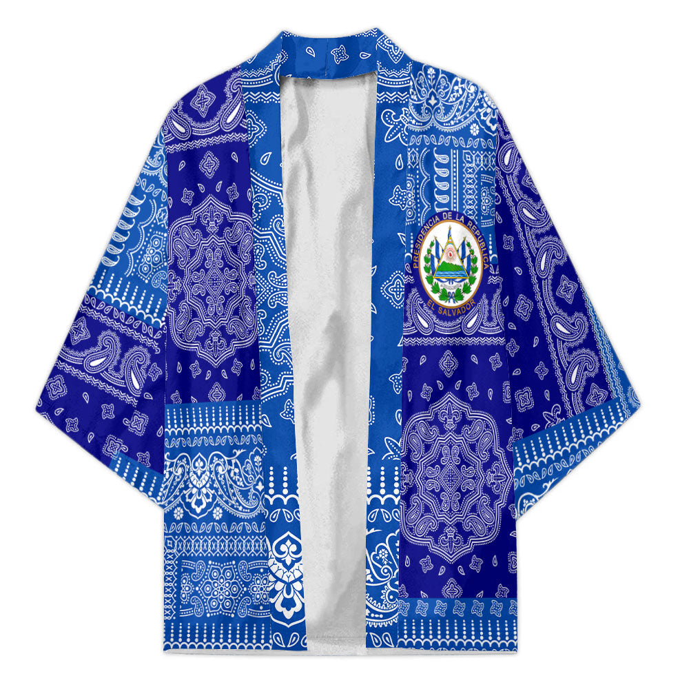 El Salvador Kimono Flag And Paisley Basic Style 2