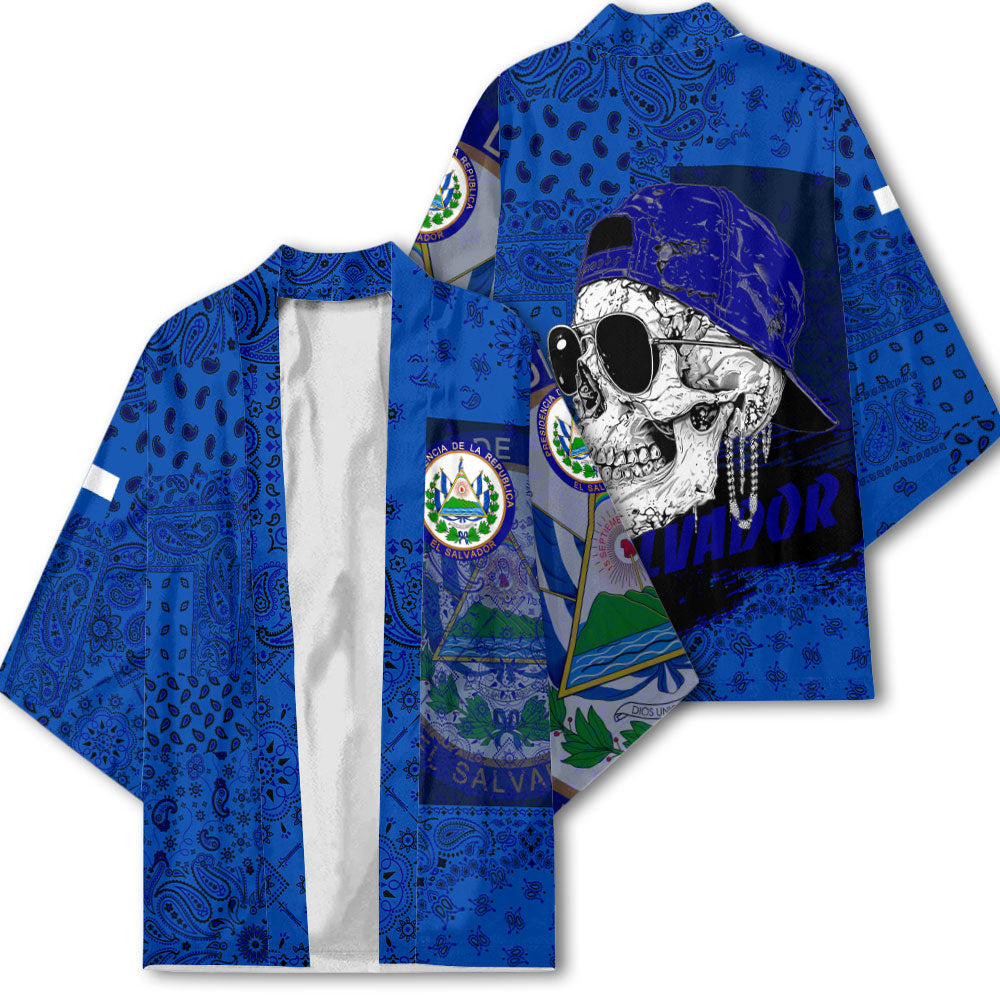 El Salvador Kimono Paisley Flag And Skull Style 2