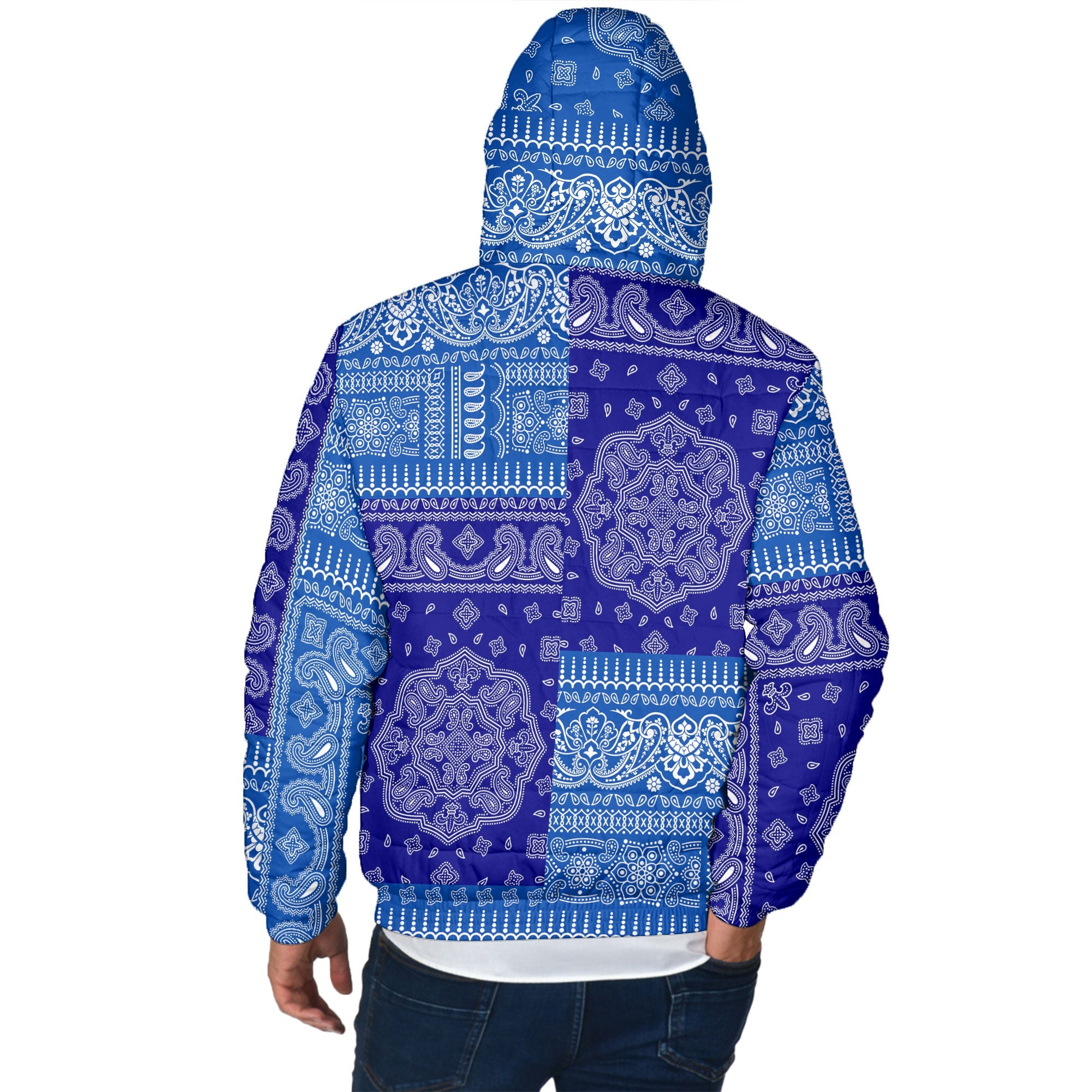 El Salvador Men Hooded Padded Jacket Flag And Paisley Basic Style 3