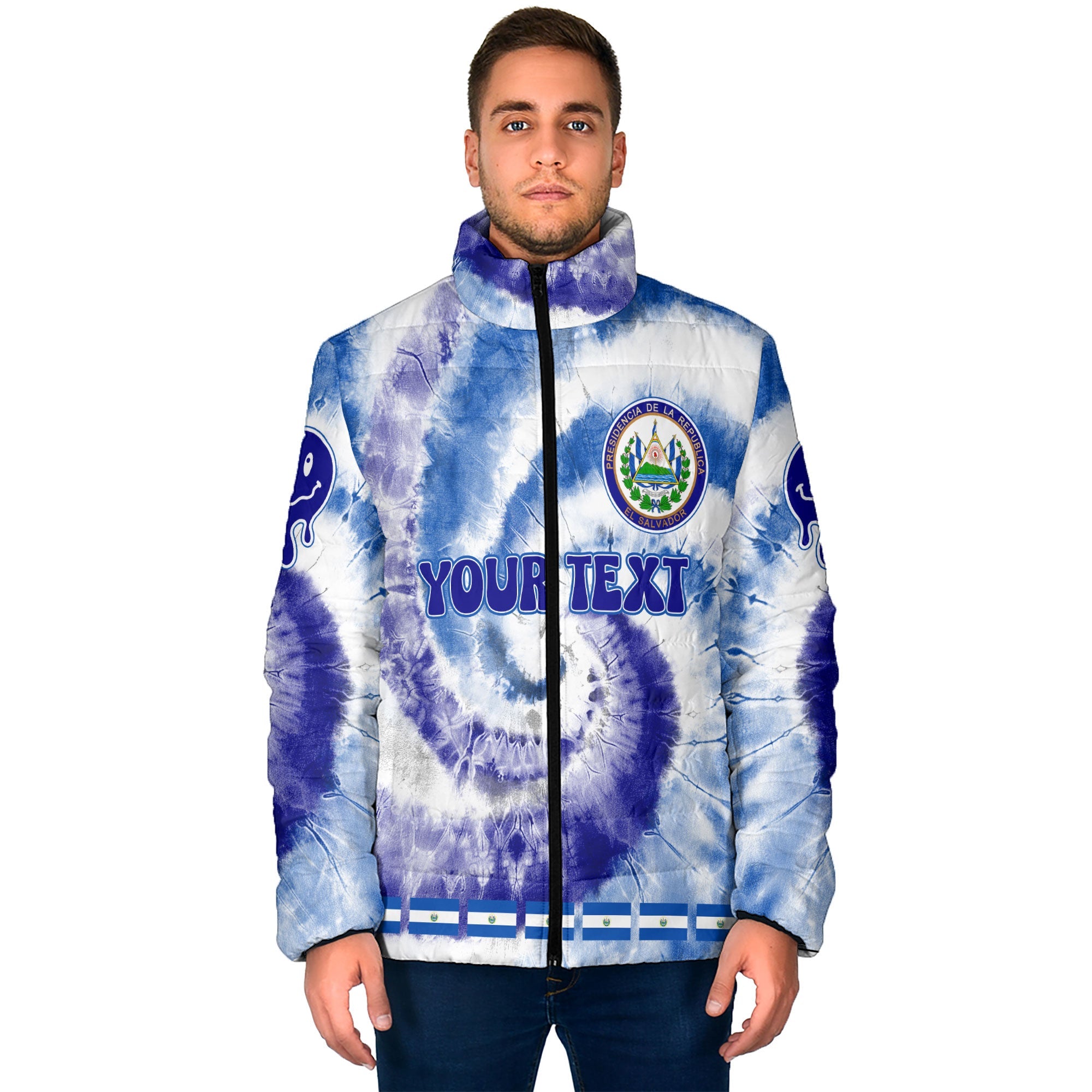 El Salvador Men Padded Jacket Custom Tie Dye Style 1