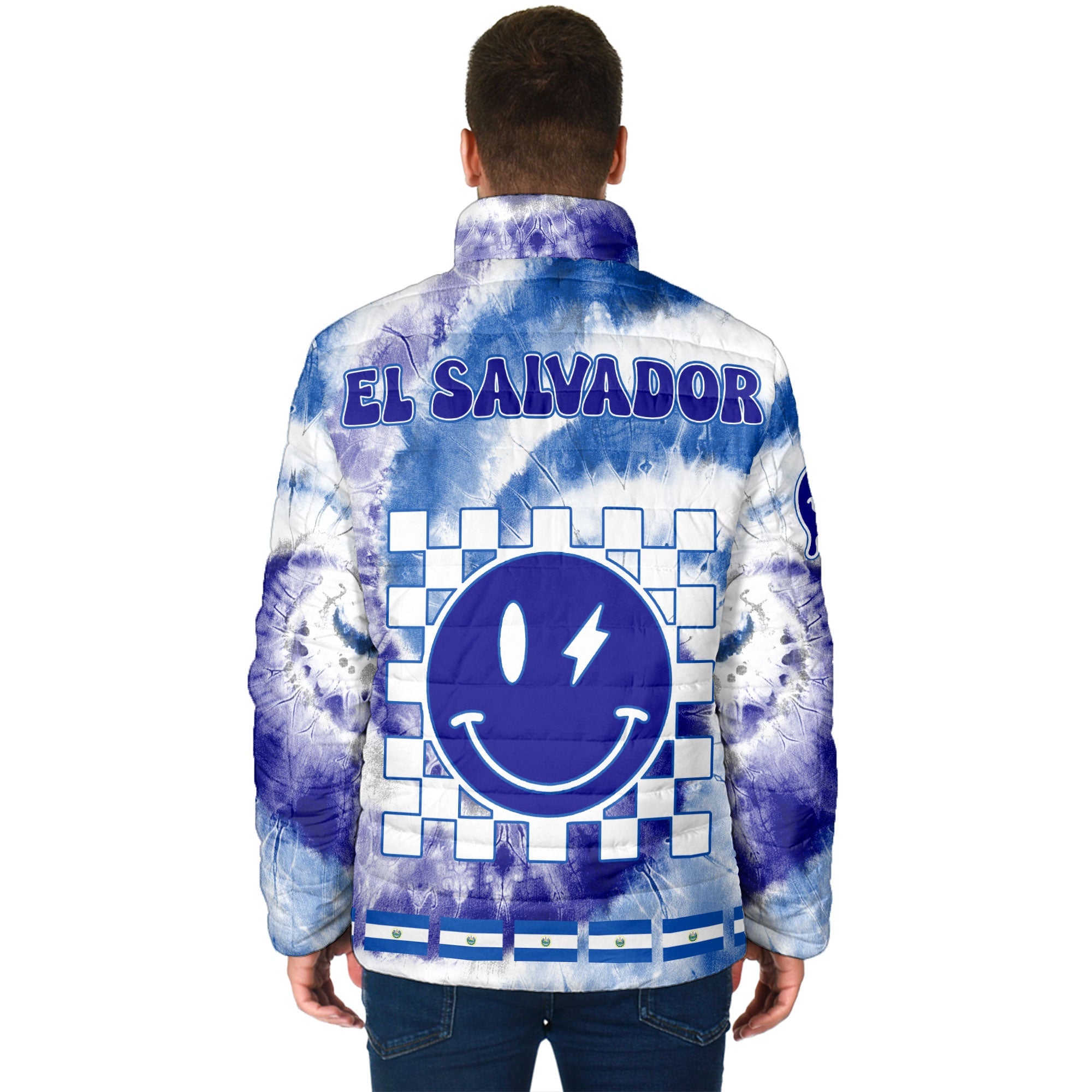 El Salvador Men Padded Jacket Custom Tie Dye Style 2