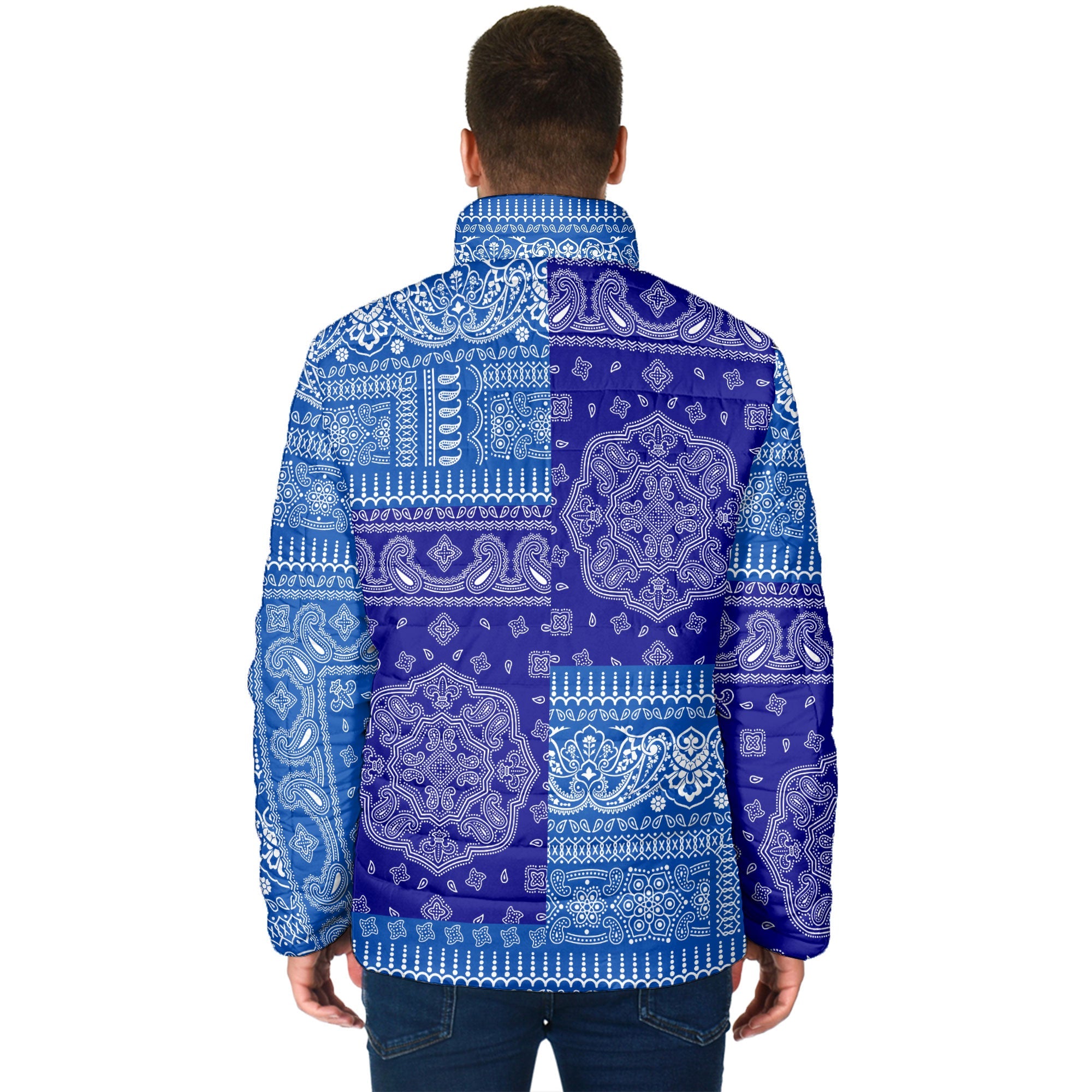 El Salvador Men Padded Jacket Flag And Paisley Basic Style 2