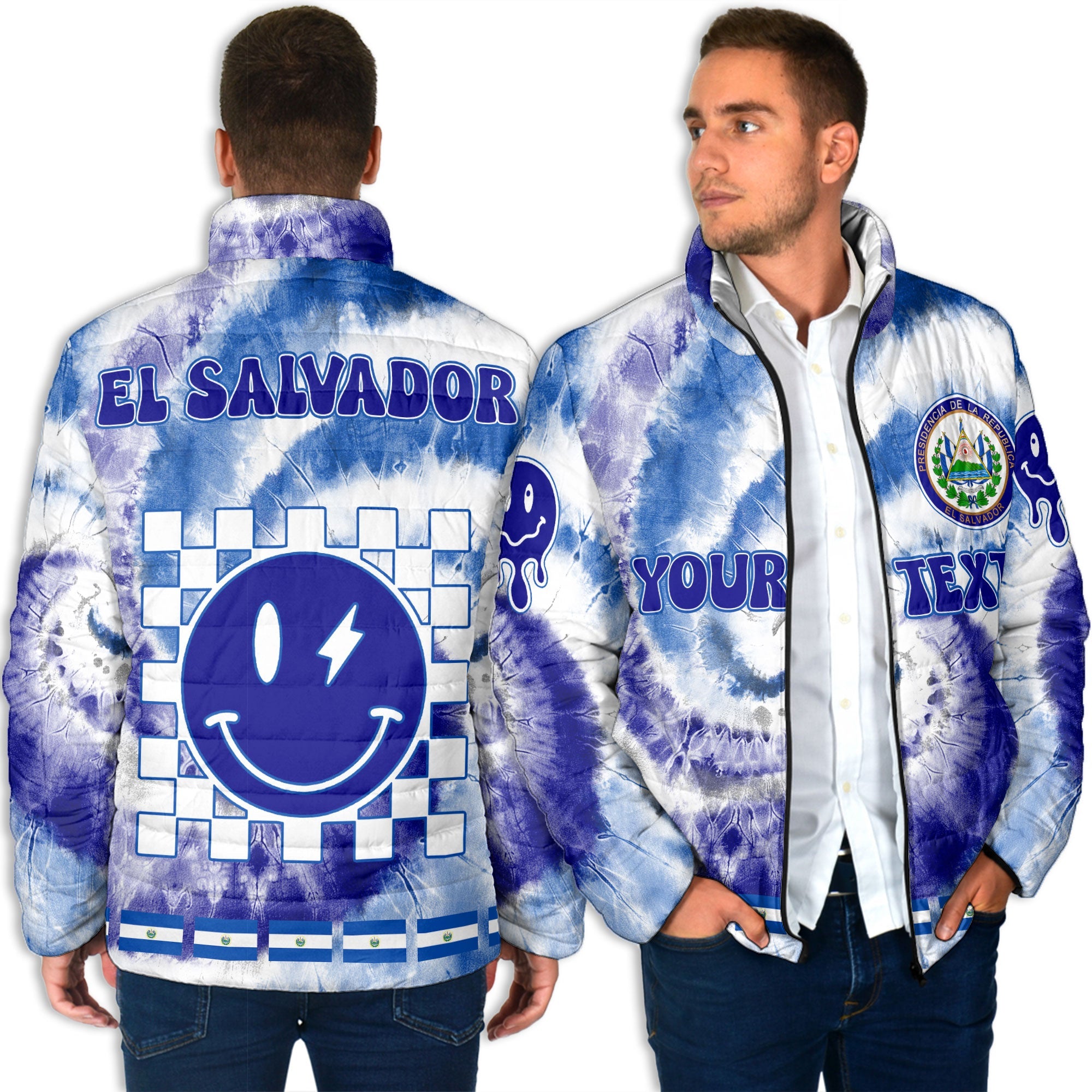 El Salvador Men Padded Jacket Custom Tie Dye Style 4