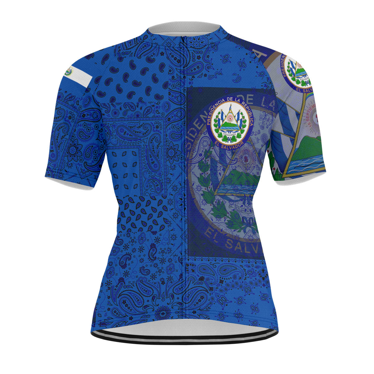 El Salvador Men Cycling Jersey Paisley Flag And Skull Style 1