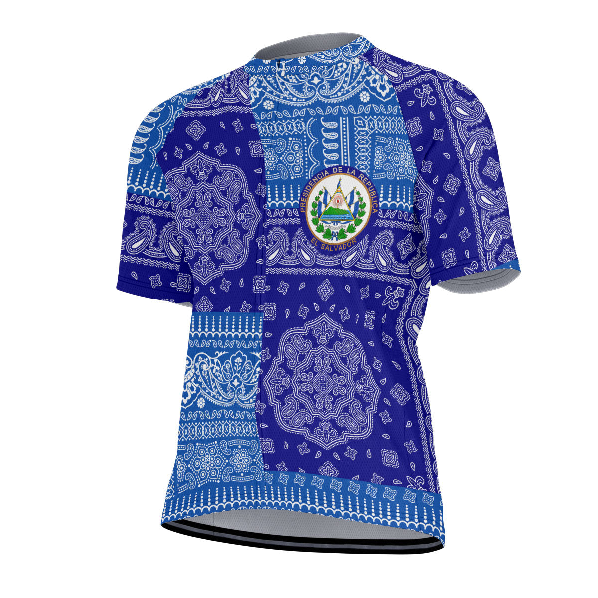 El Salvador Men Cycling Jersey Flag And Paisley Basic Style 2