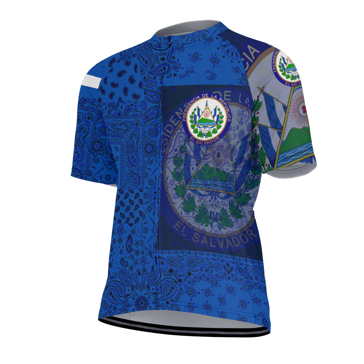 El Salvador Men Cycling Jersey Paisley Flag And Skull Style 2