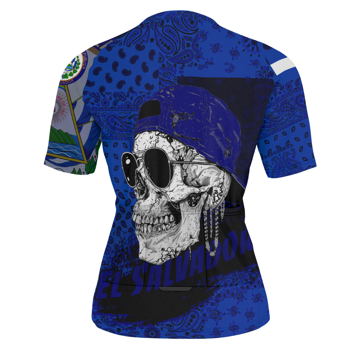 El Salvador Men Cycling Jersey Paisley Flag And Skull Style 3