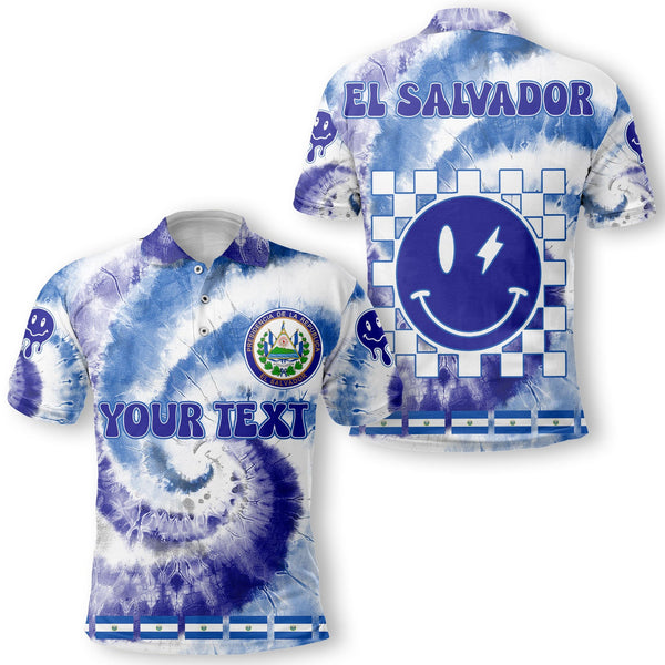 El Salvador Polo Shirt Custom Tie Dye Style 1