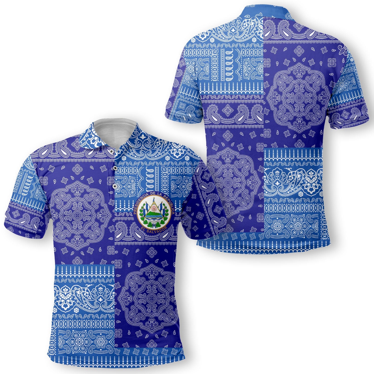 El Salvador Polo Shirt Flag And Paisley Basic Style 1