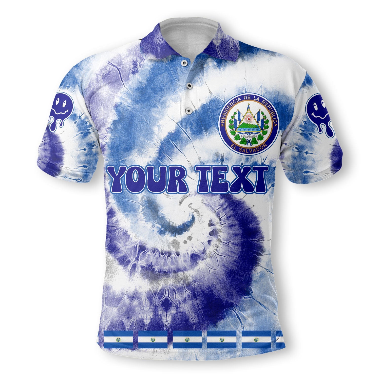 El Salvador Polo Shirt Custom Tie Dye Style 2