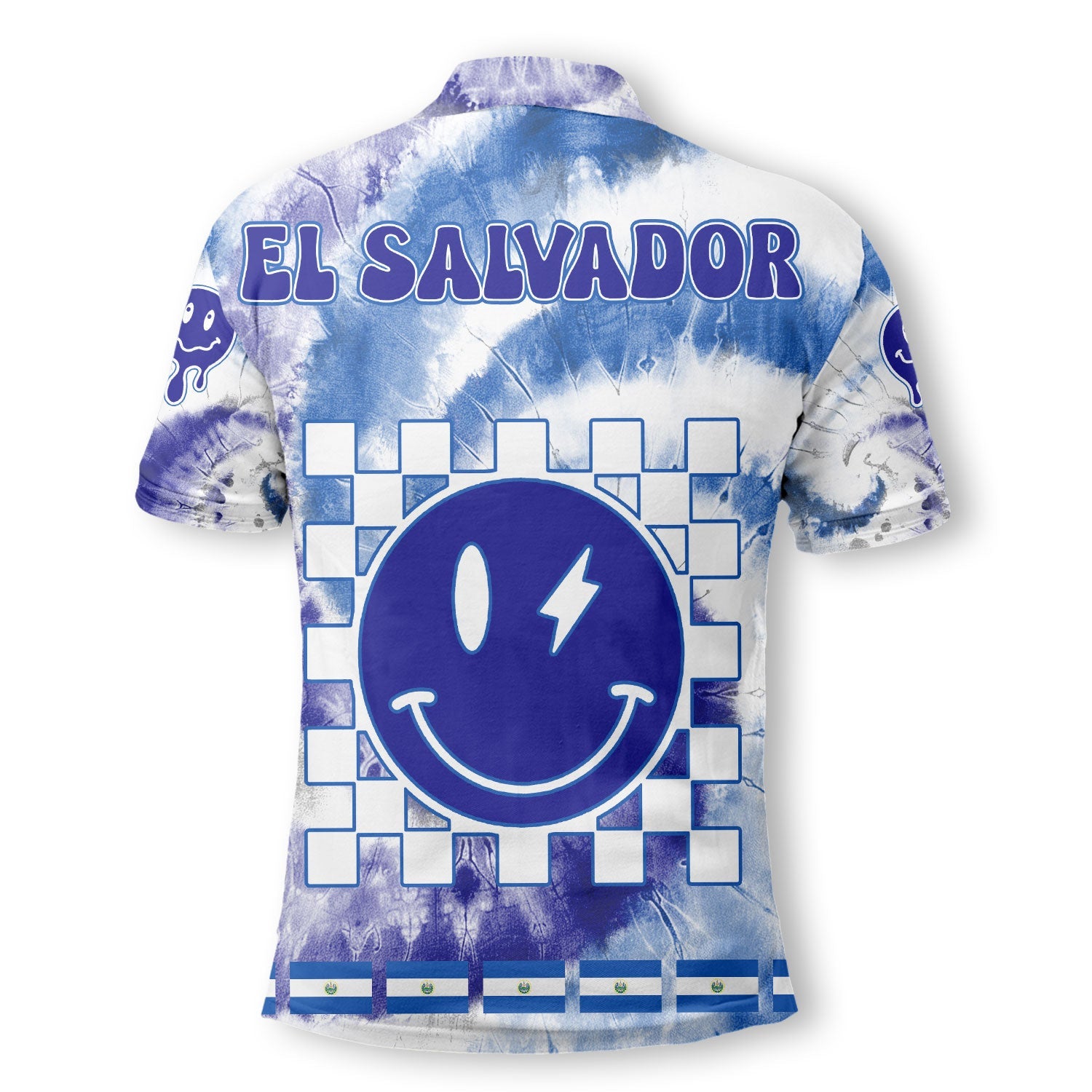 El Salvador Polo Shirt Custom Tie Dye Style 3