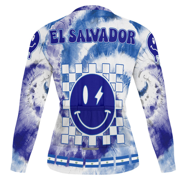 El Salvador Raglan Men Cycling Jersey Long Sleeve Custom Tie Dye Style 1