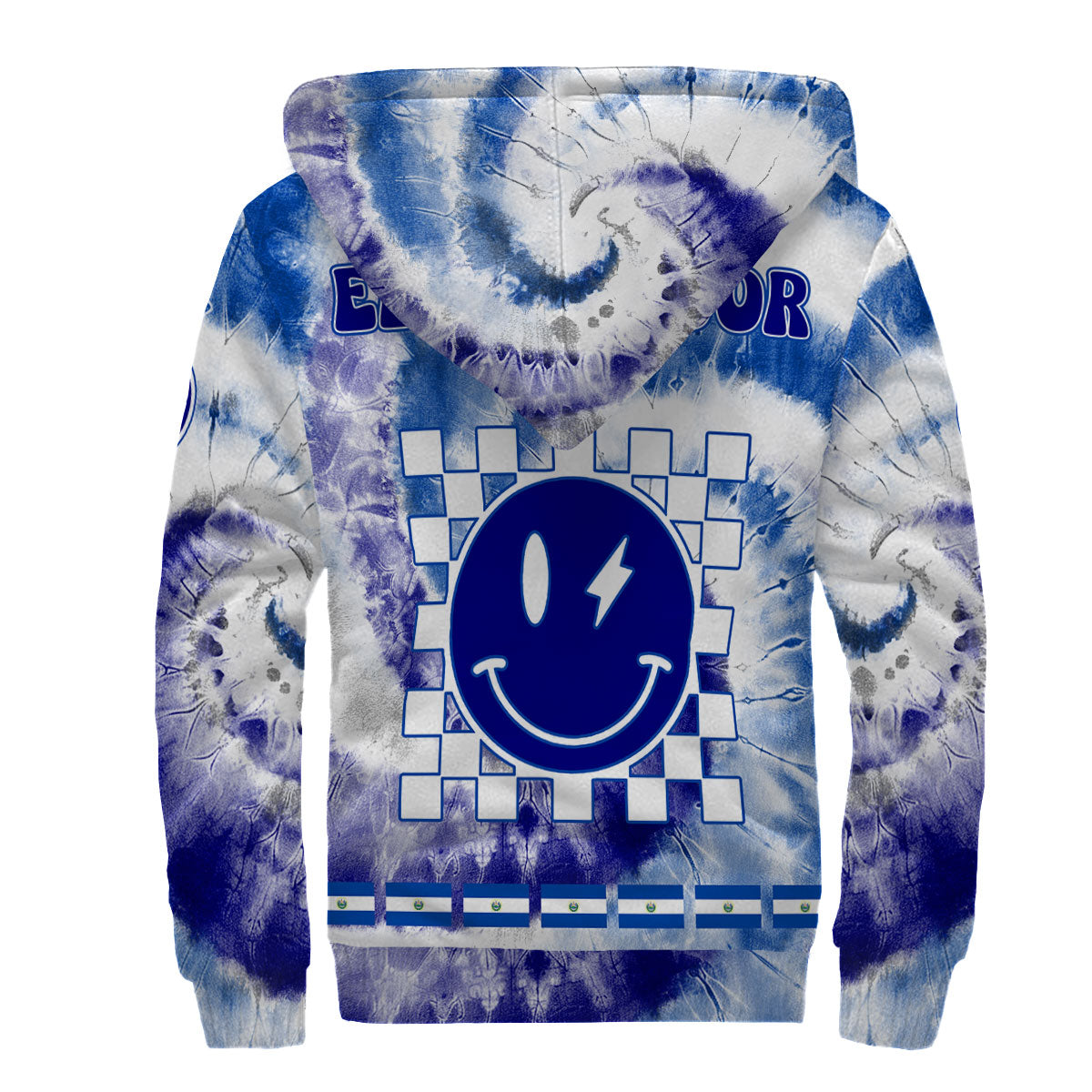 El Salvador Sherpa Hoodie Custom Tie Dye Style 2