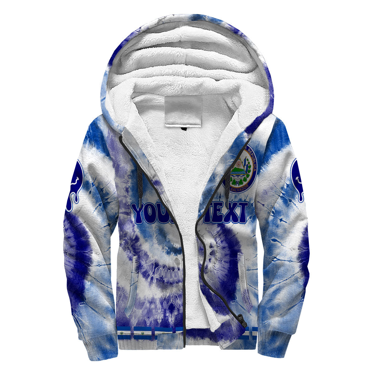 El Salvador Sherpa Hoodie Custom Tie Dye Style 3