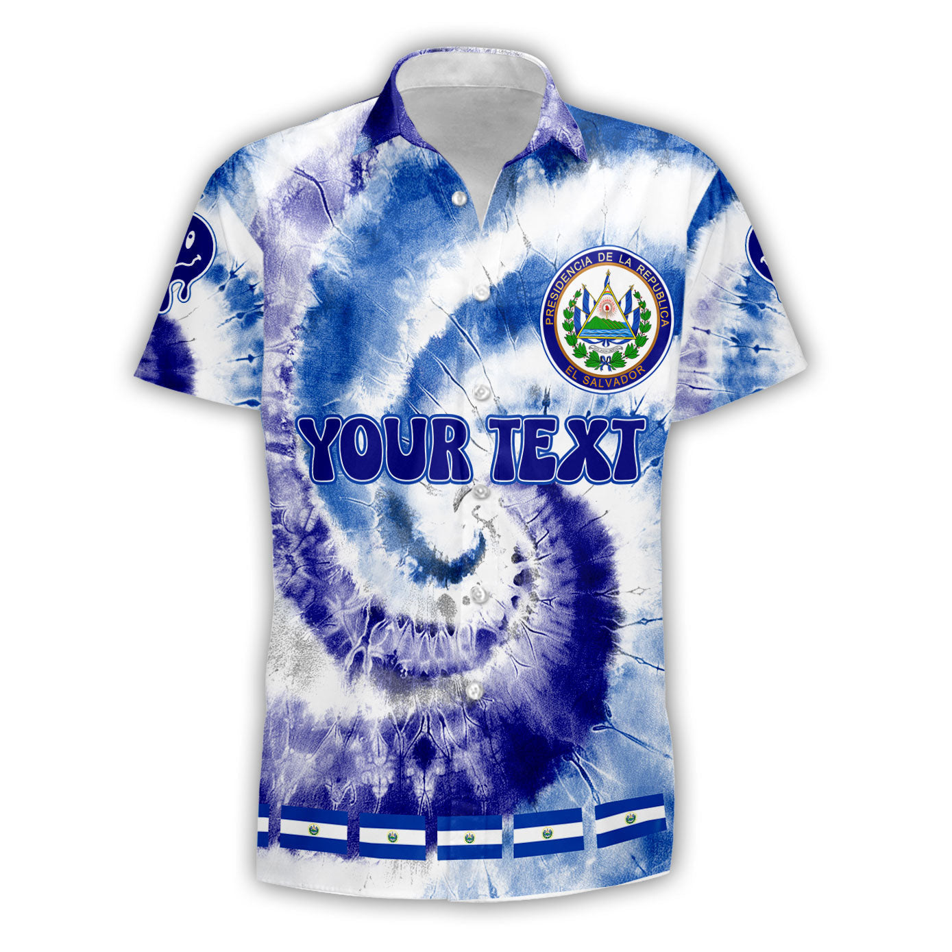 El Salvador Short Sleeve Shirt Custom Tie Dye Style 1