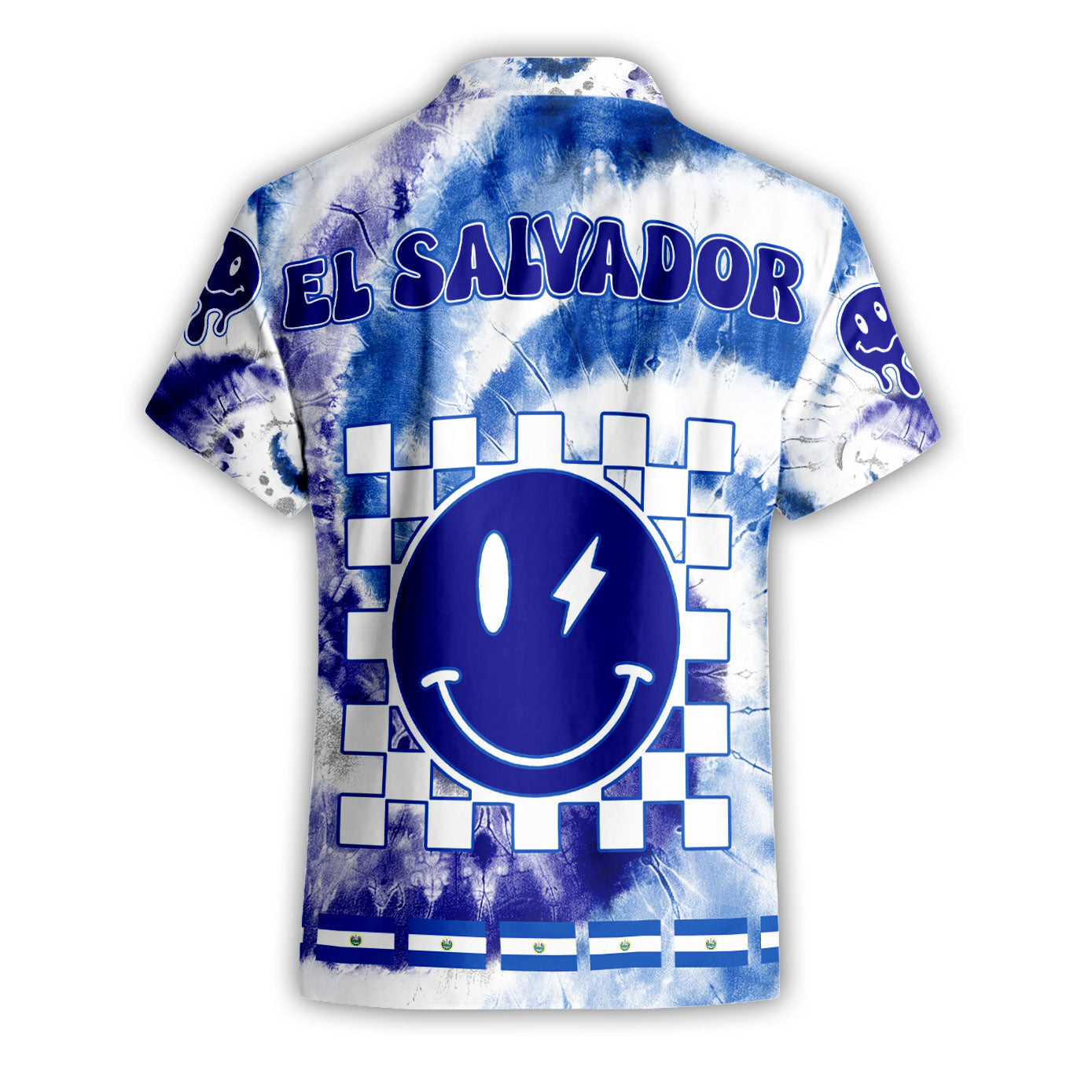 El Salvador Short Sleeve Shirt Custom Tie Dye Style 2