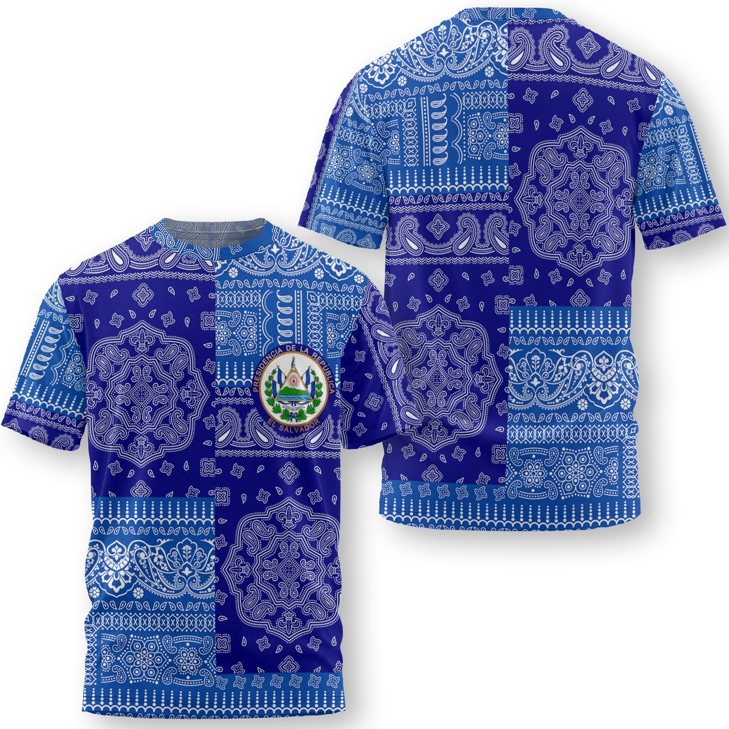 El Salvador T Shirt Flag And Paisley Basic Style 1