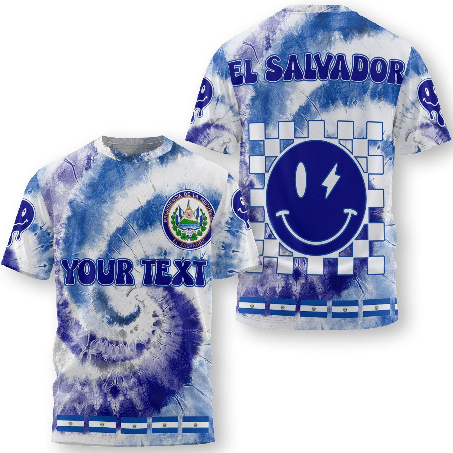 El Salvador T Shirt Custom Tie Dye Style 3