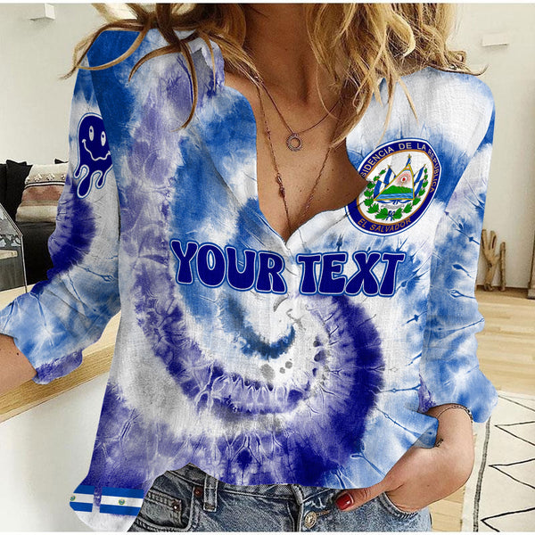 El Salvador Women Casual Shirt Custom Tie Dye Style 1