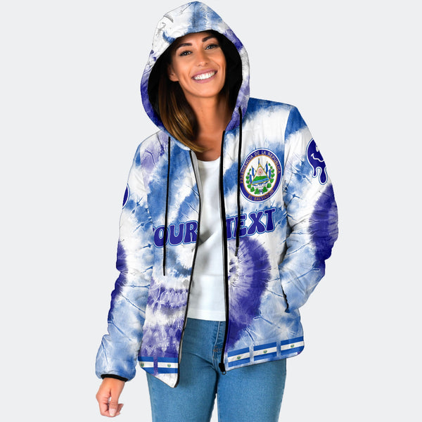 El Salvador Women Hooded Padded Jacket Custom Tie Dye Style 1