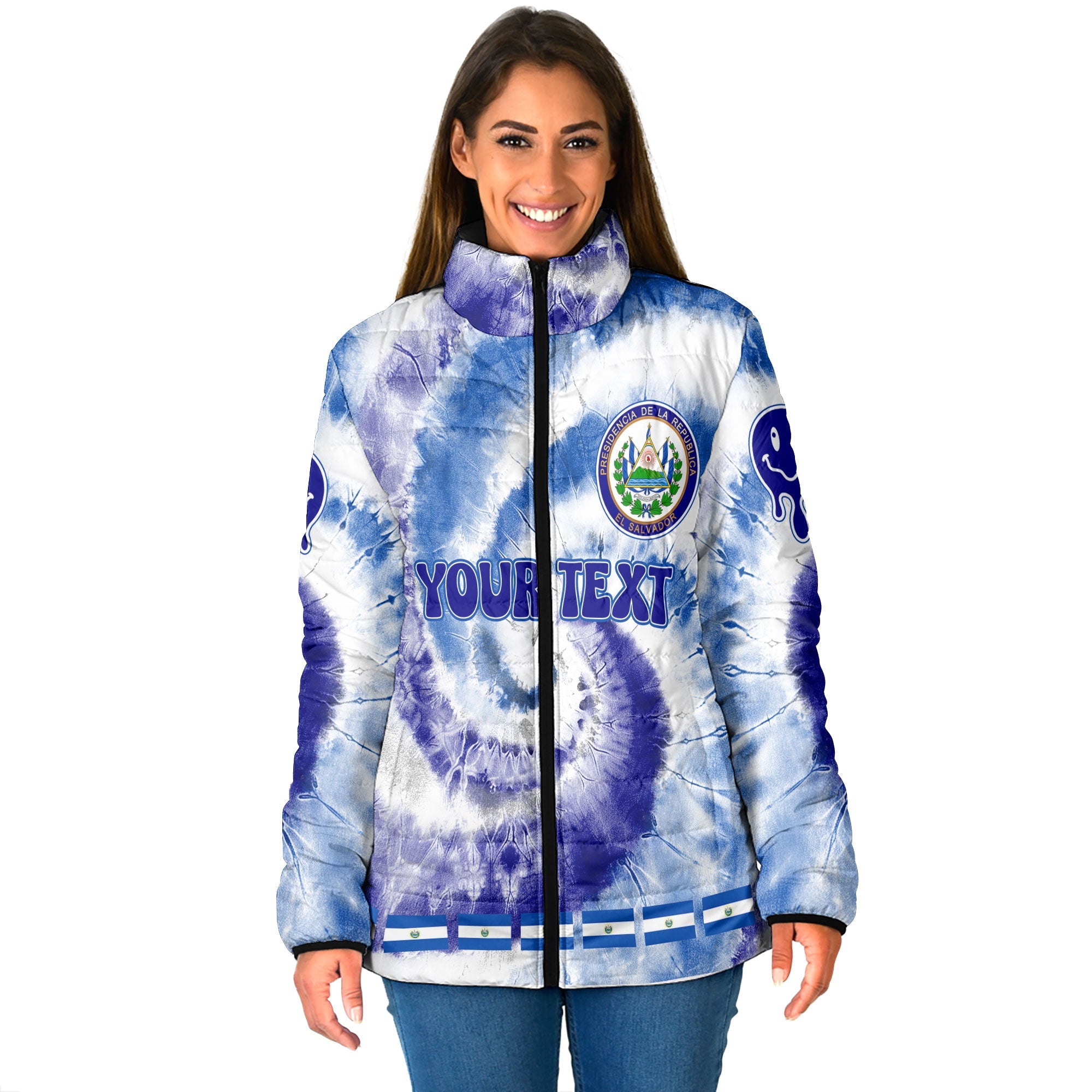 El Salvador Women Padded Jacket Custom Tie Dye Style 1