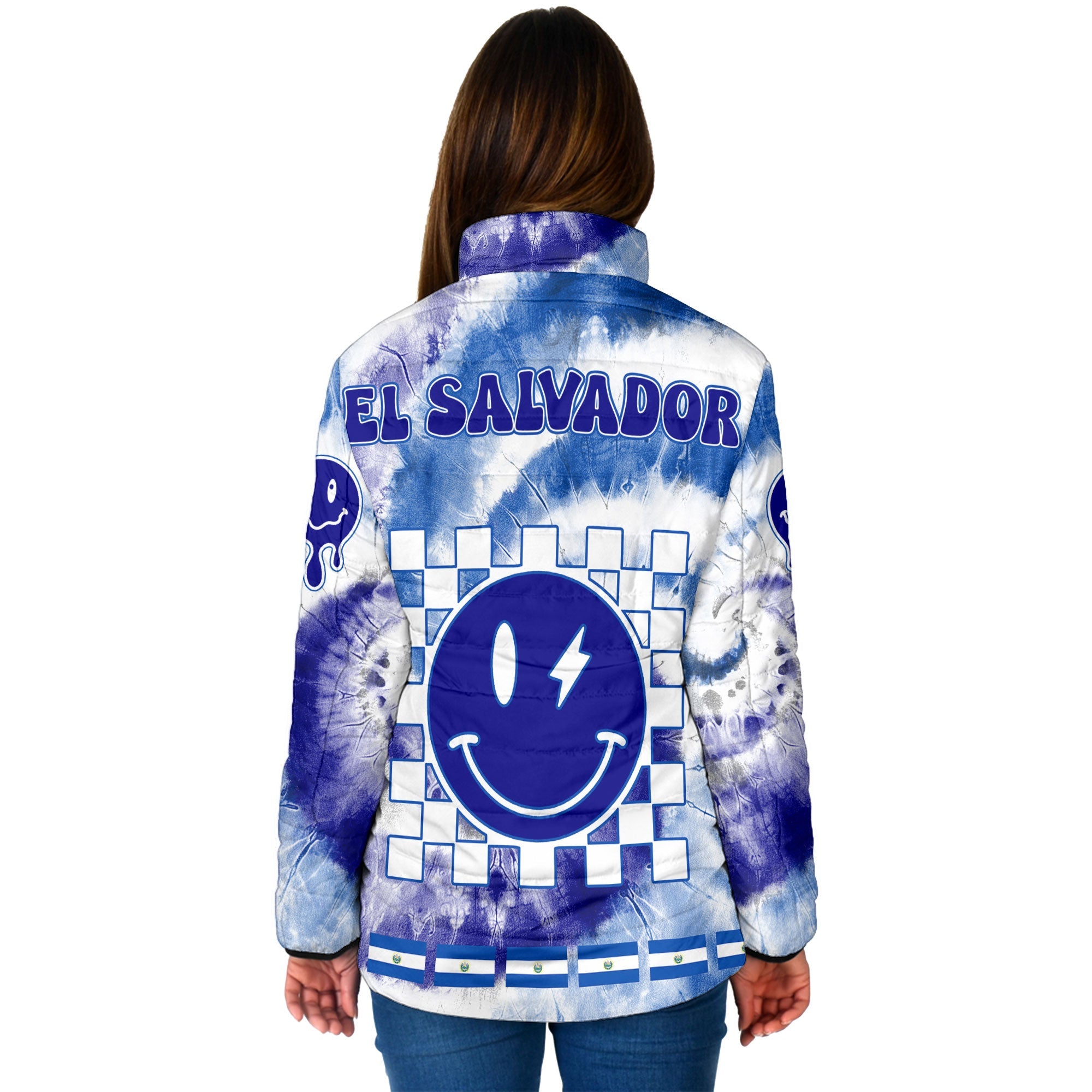 El Salvador Women Padded Jacket Custom Tie Dye Style 2