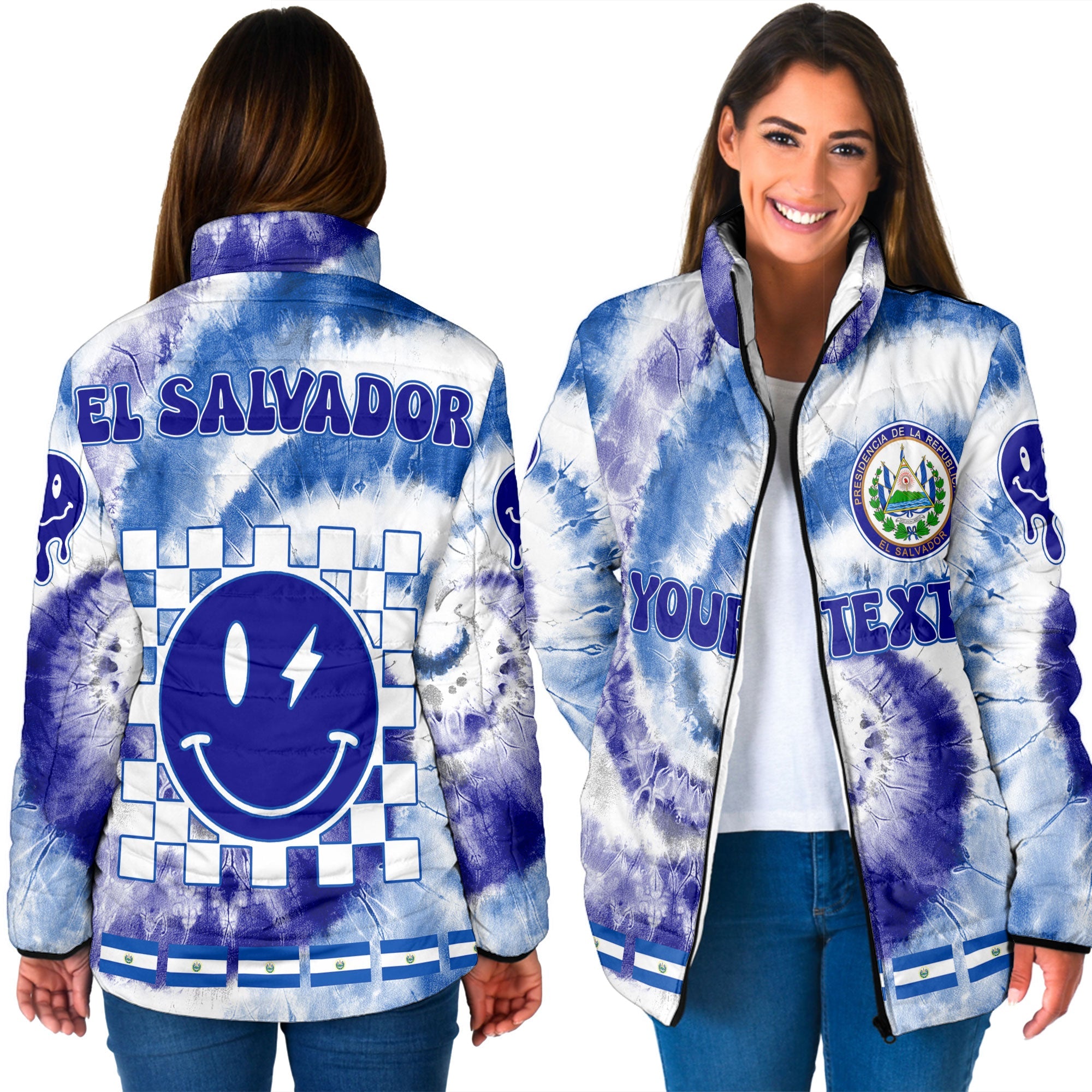 El Salvador Women Padded Jacket Custom Tie Dye Style 3