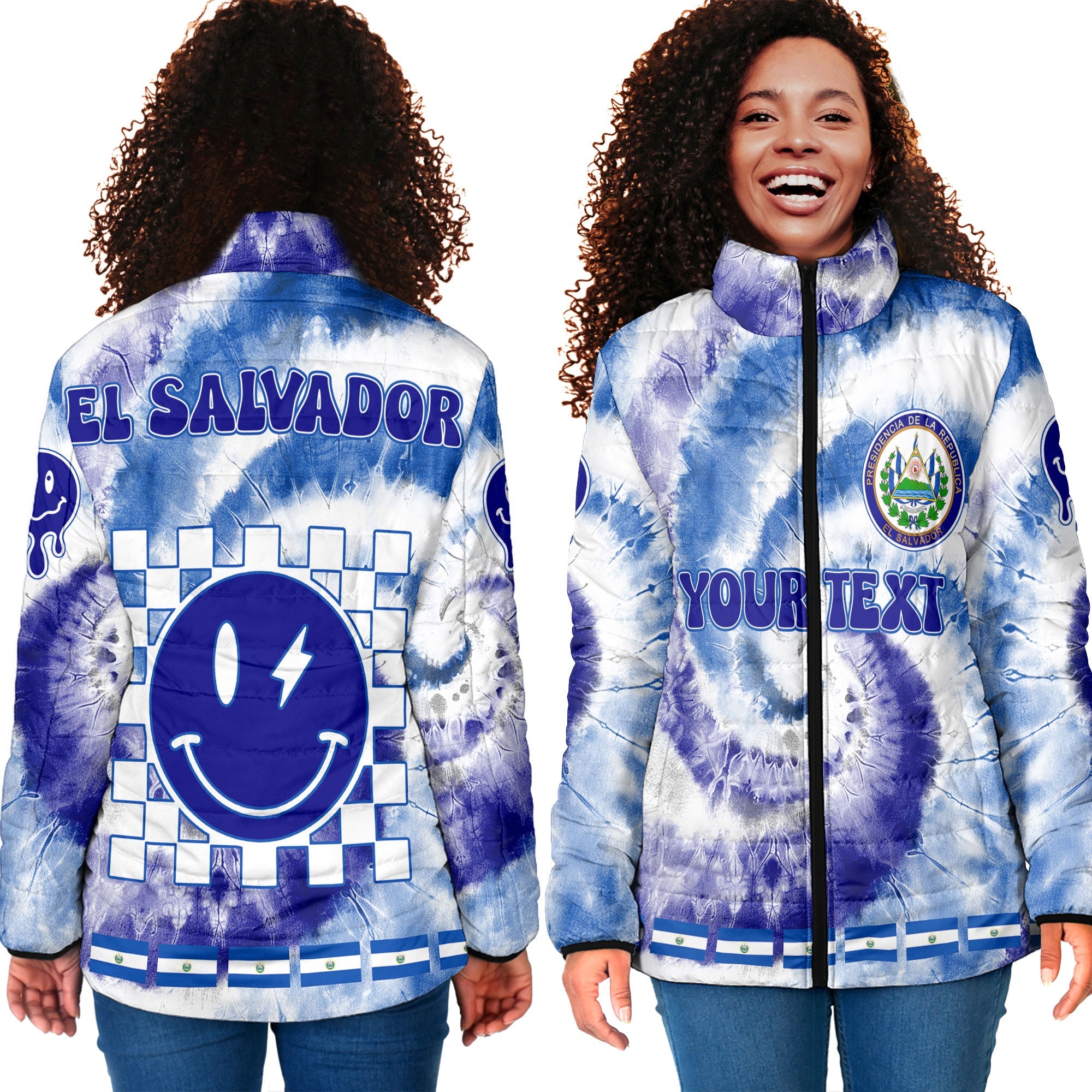 El Salvador Women Padded Jacket Custom Tie Dye Style 4