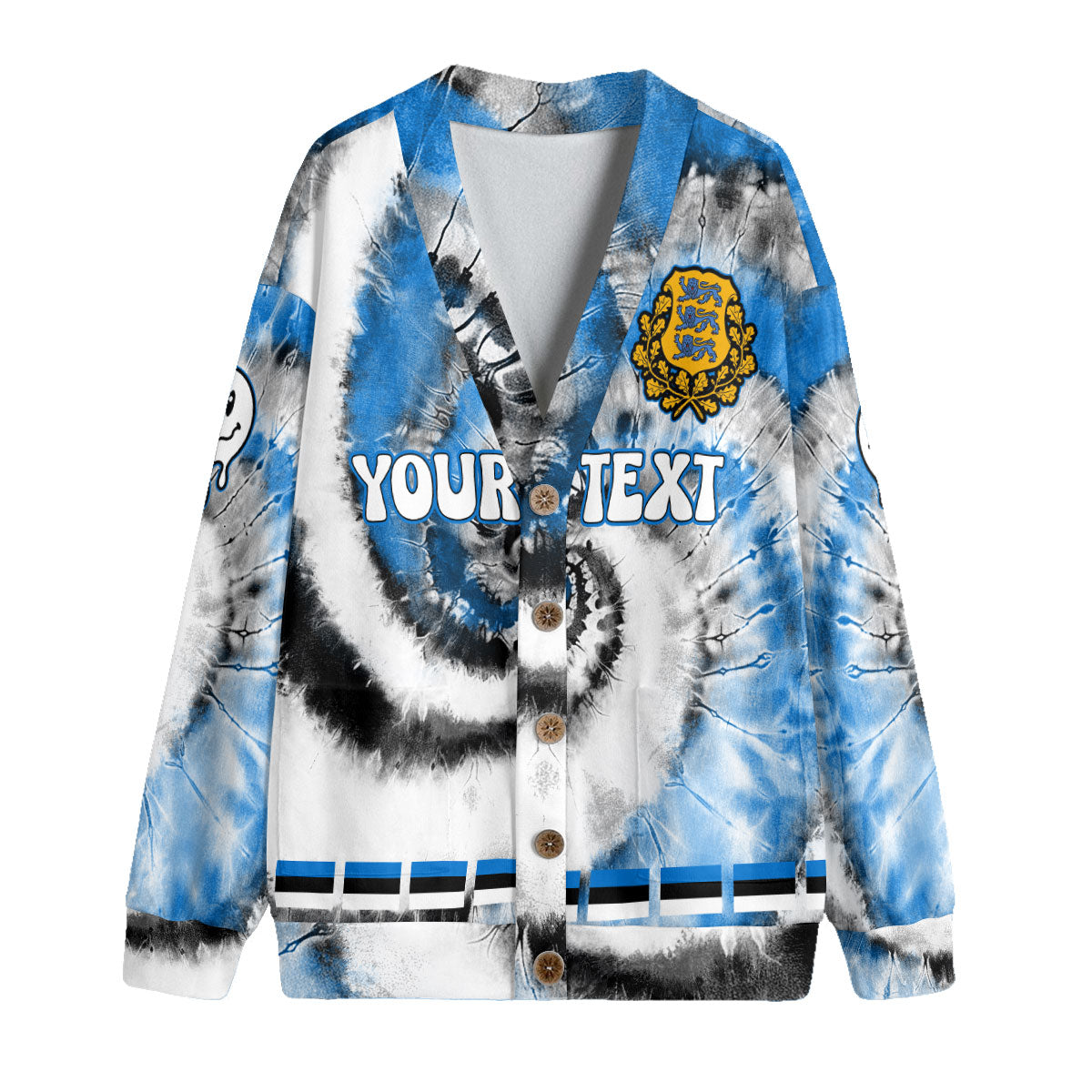 Estonia Fleece Cardigan Custom Tie Dye Style 4