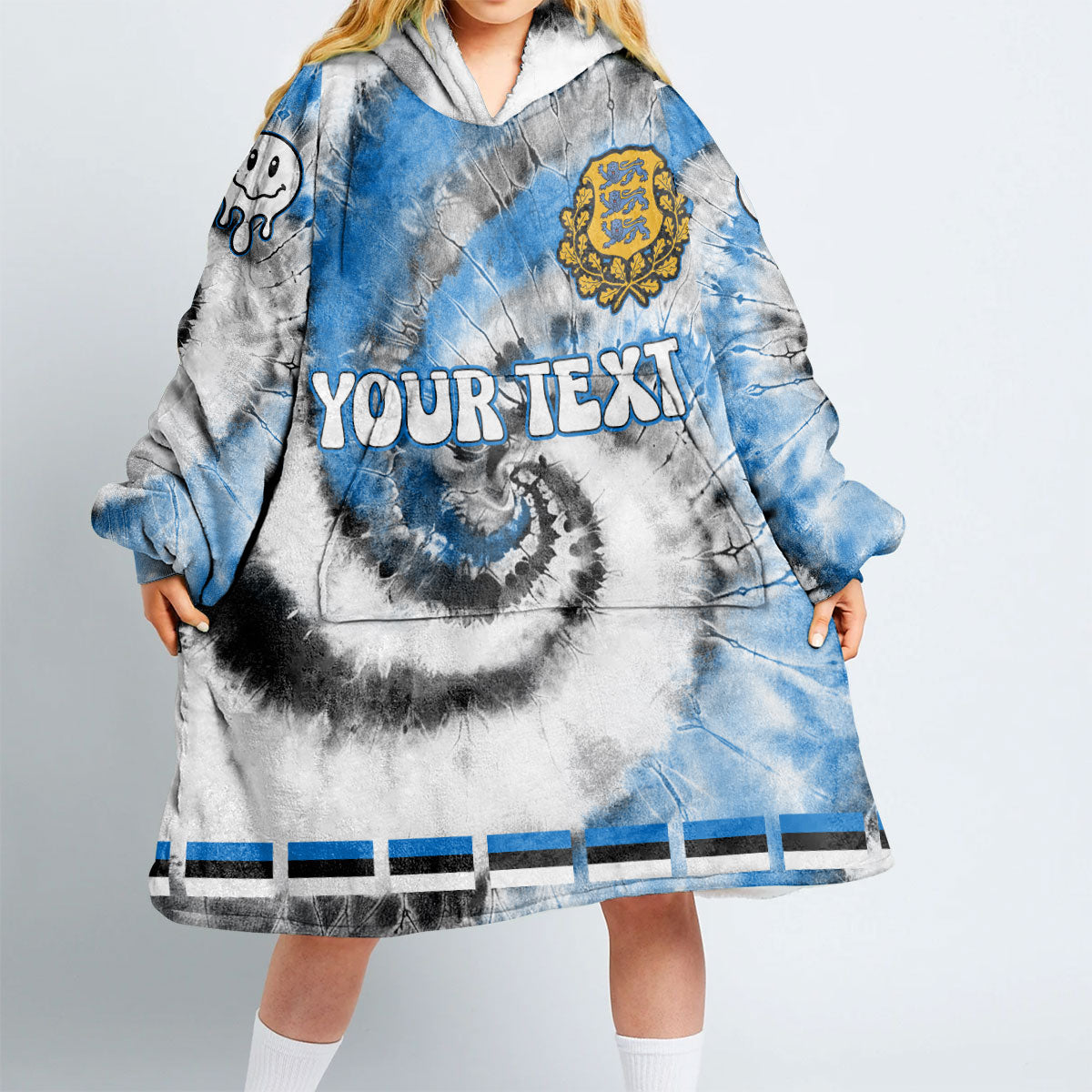 Estonia Hoodie Blanket Custom Tie Dye Style 2