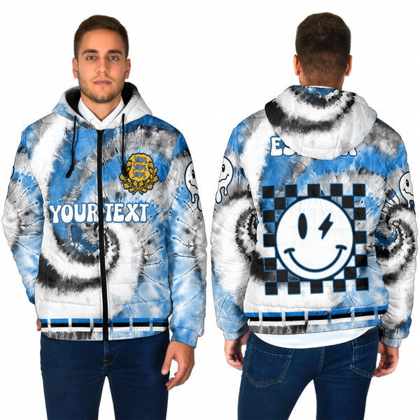 Estonia Men Hooded Padded Jacket Custom Tie Dye Style 1