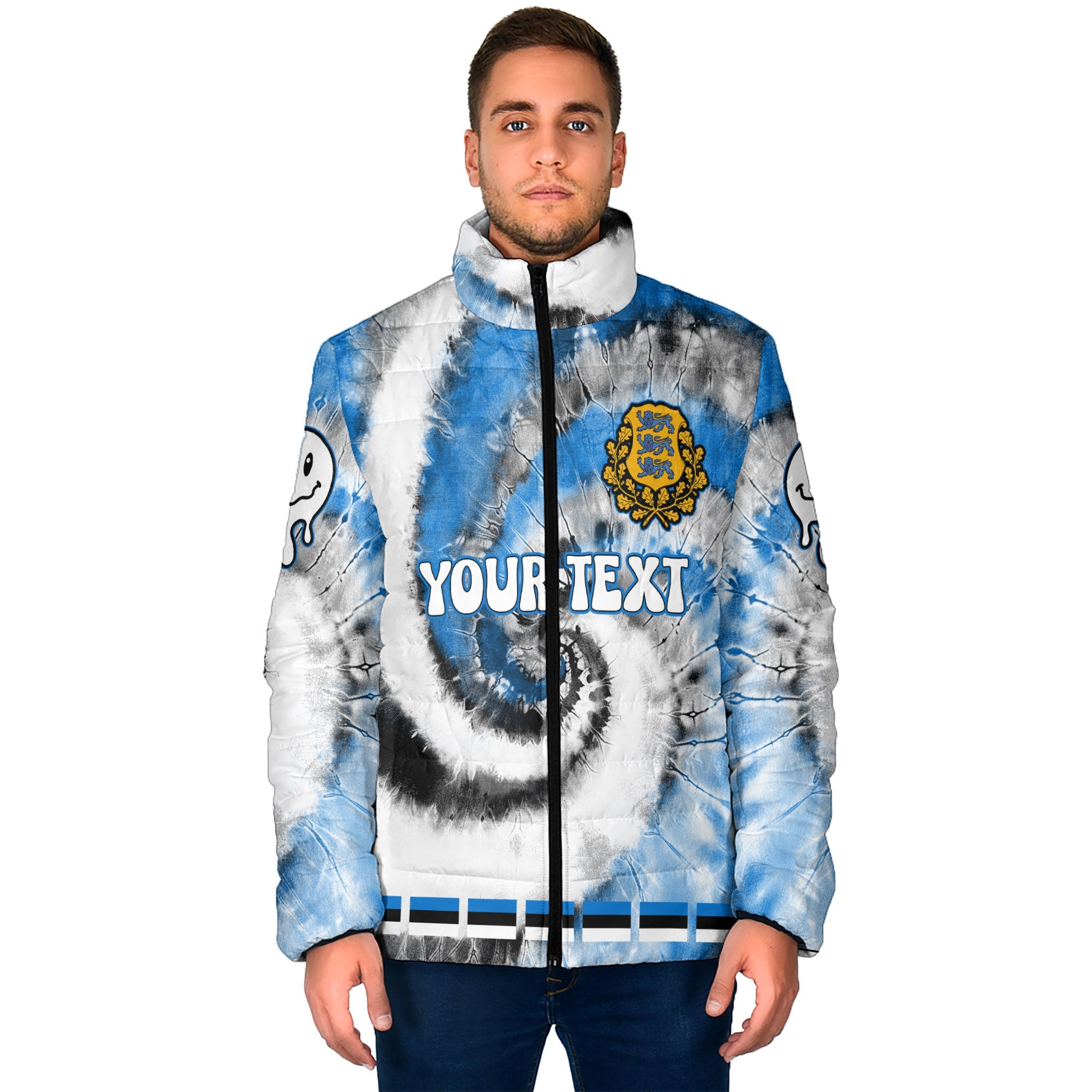 Estonia Men Padded Jacket Custom Tie Dye Style 1