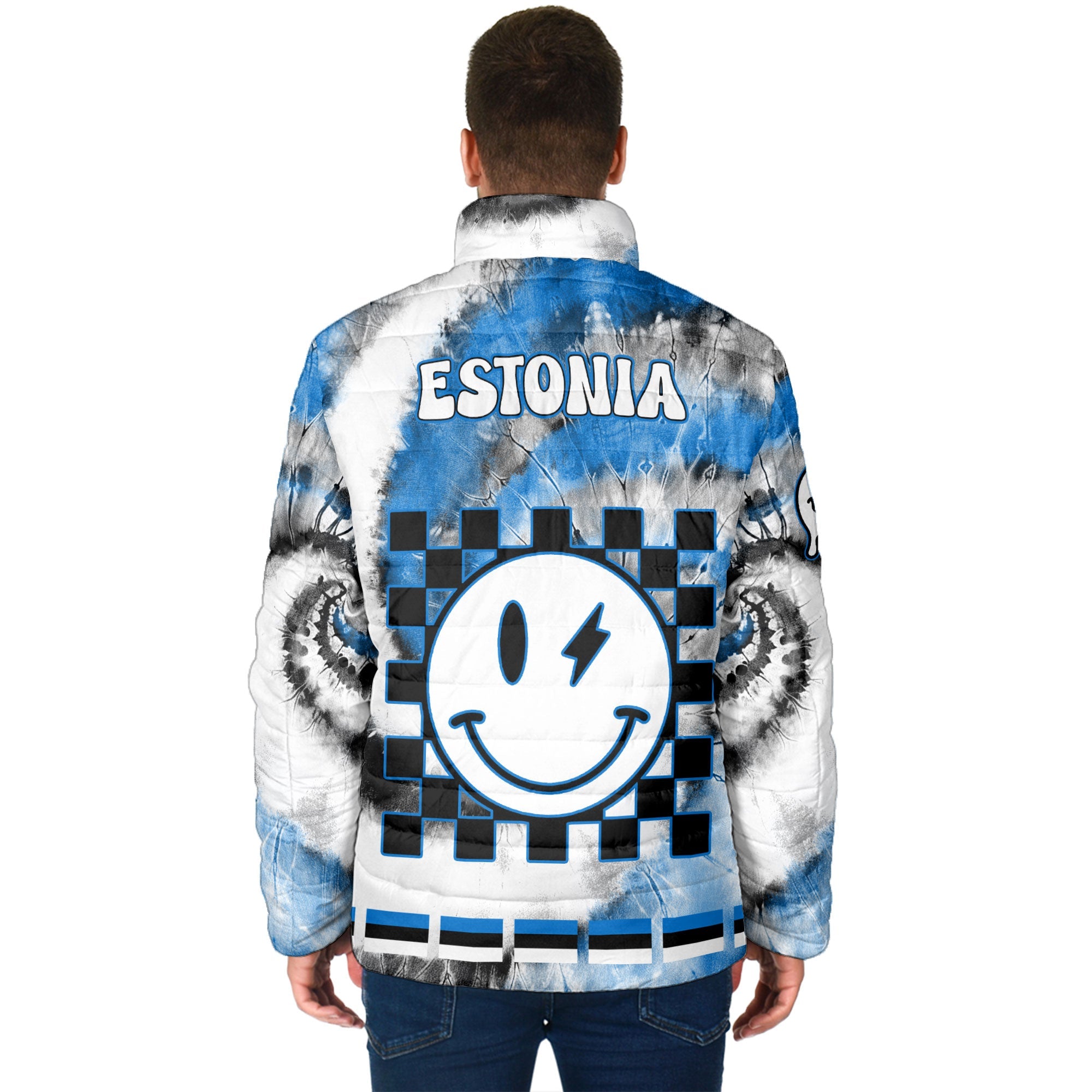 Estonia Men Padded Jacket Custom Tie Dye Style 2