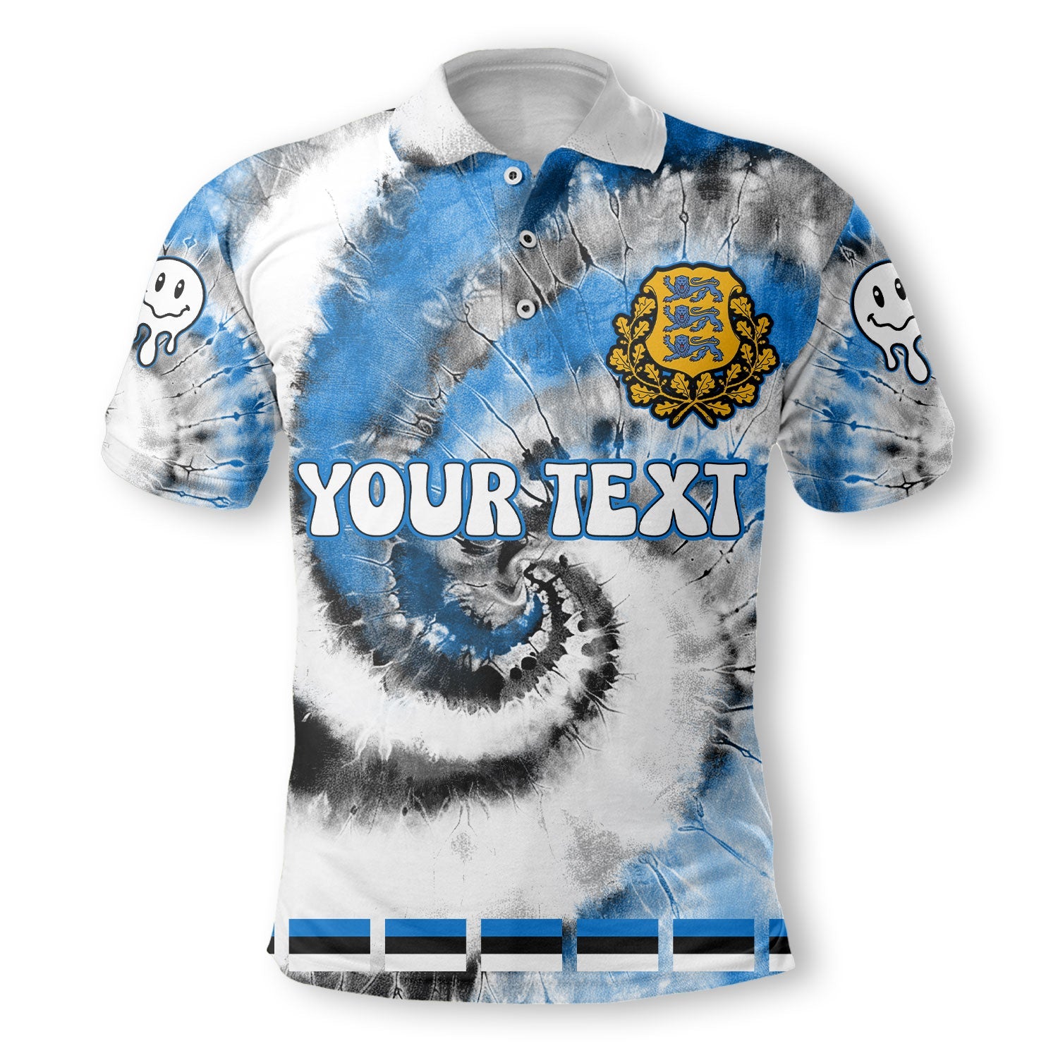 Estonia Polo Shirt Custom Tie Dye Style 2