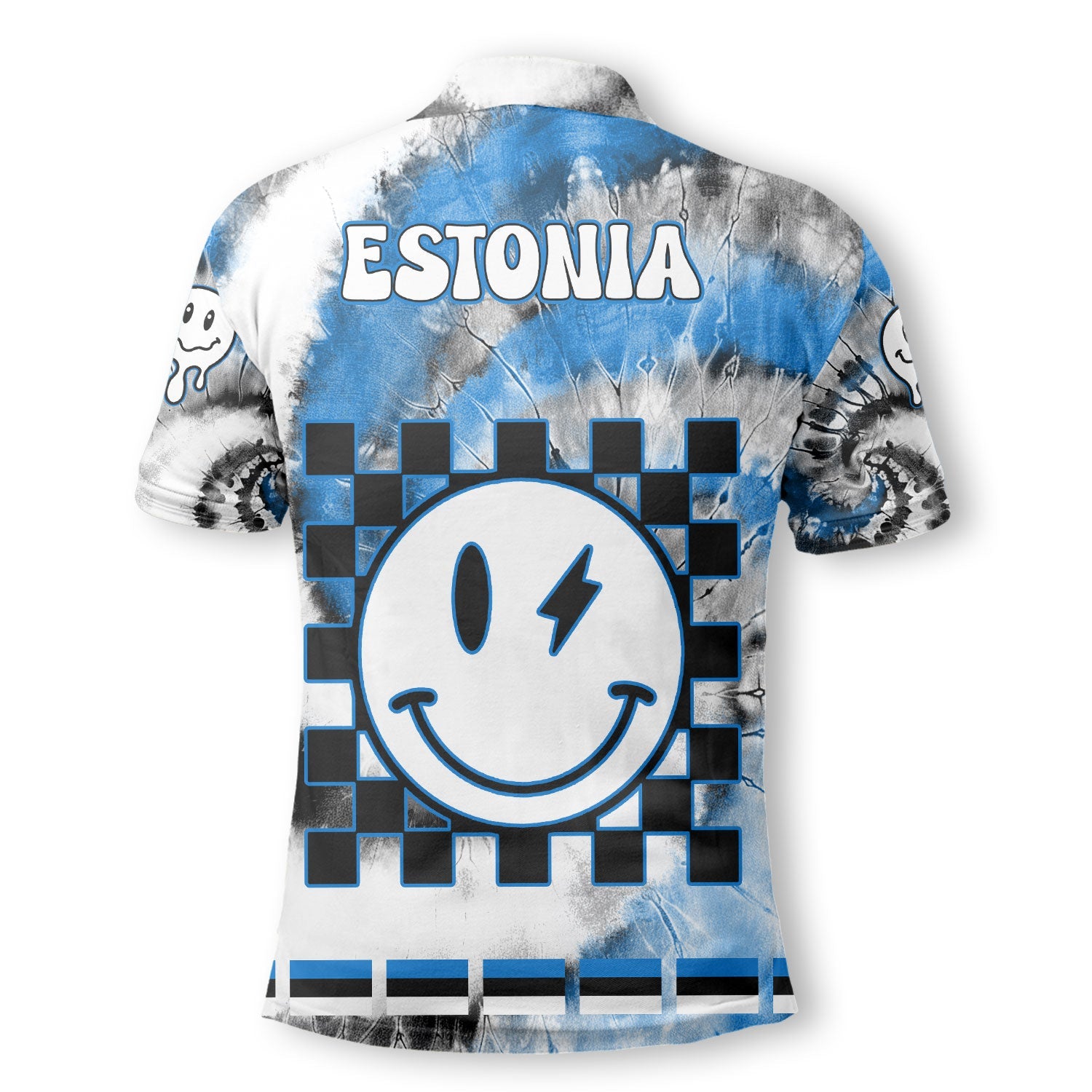 Estonia Polo Shirt Custom Tie Dye Style 3