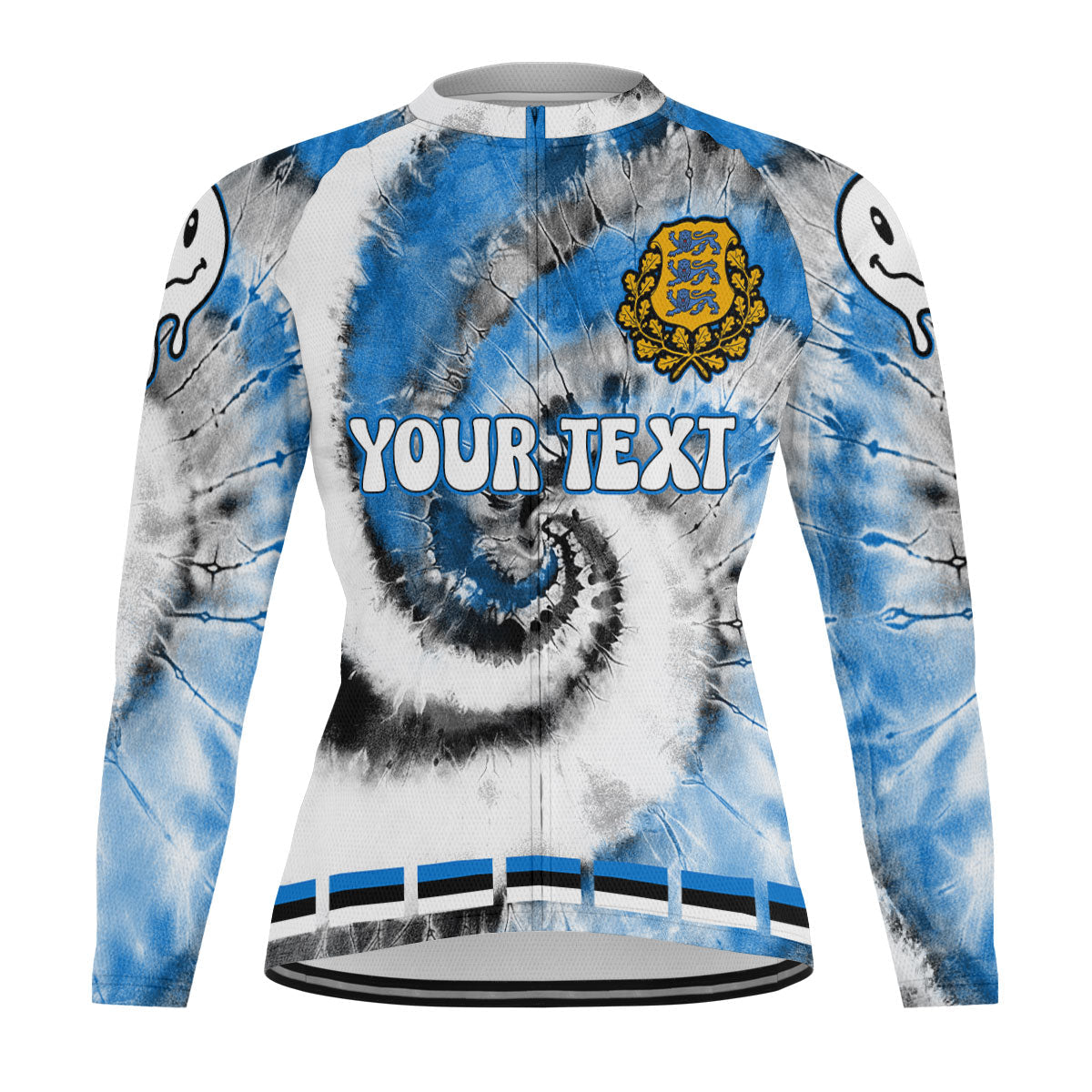 Estonia Raglan Men Cycling Jersey Long Sleeve Custom Tie Dye Style 2