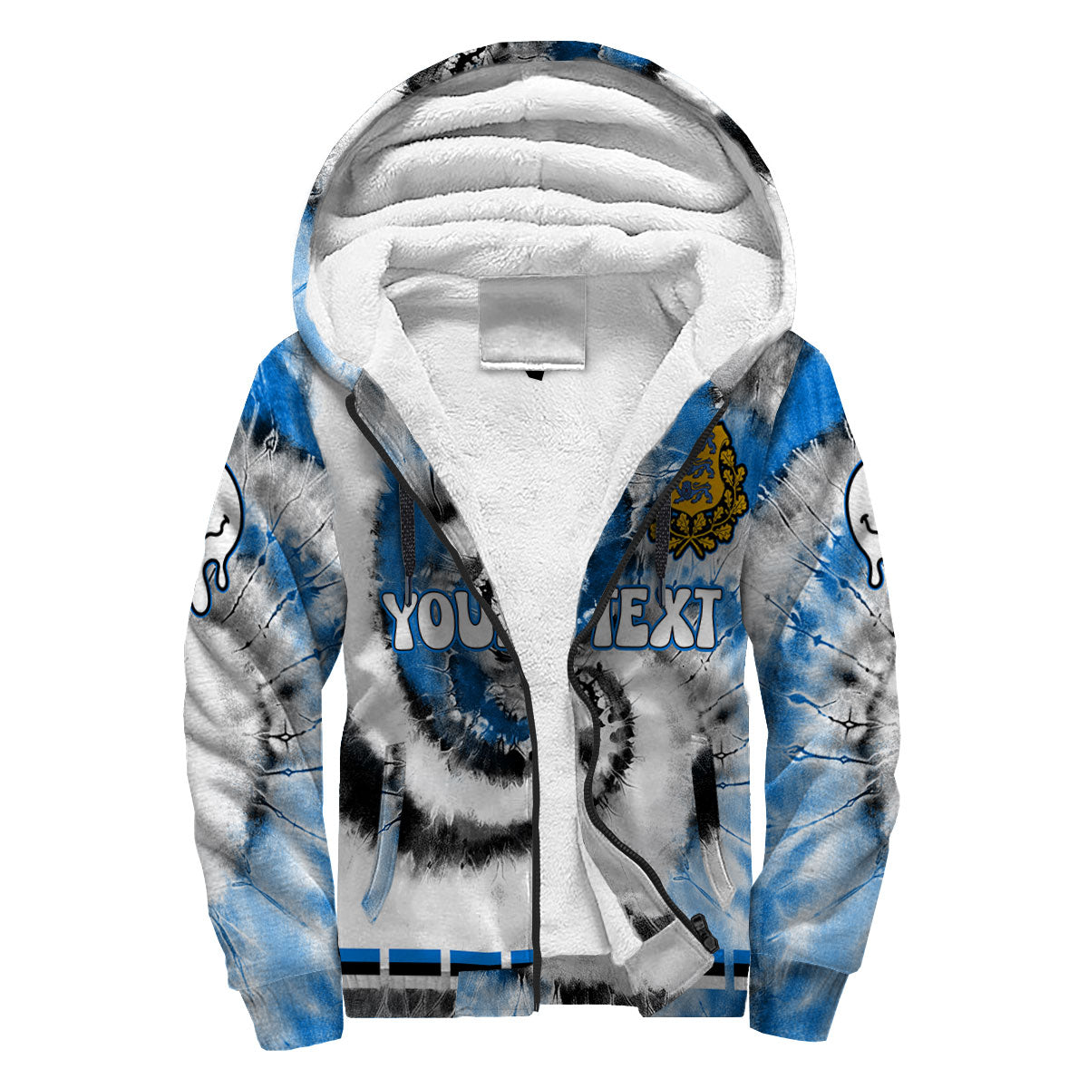 Estonia Sherpa Hoodie Custom Tie Dye Style 3