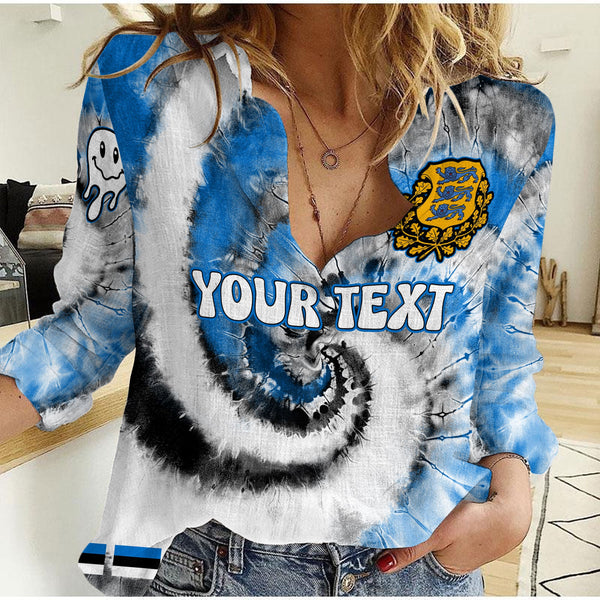 Estonia Women Casual Shirt Custom Tie Dye Style 1