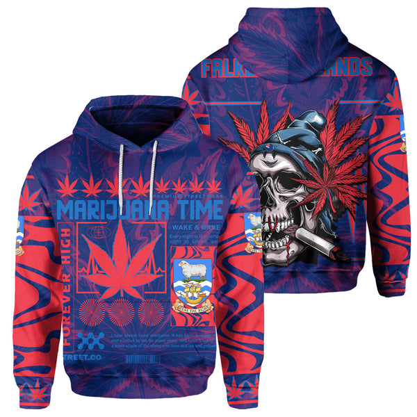 Falkland Islands Hoodie Flag & Coat Of Arms Marijuanas Style