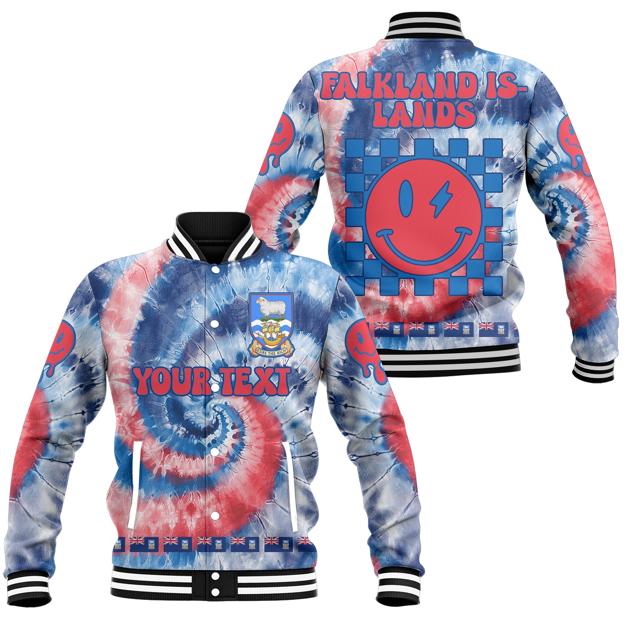 Falkland Islands Baseball Jacket Custom Tie Dye Style 1