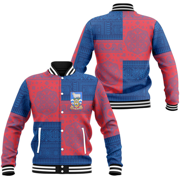 Falkland Islands Baseball Jacket Flag And Paisley Basic Style 1