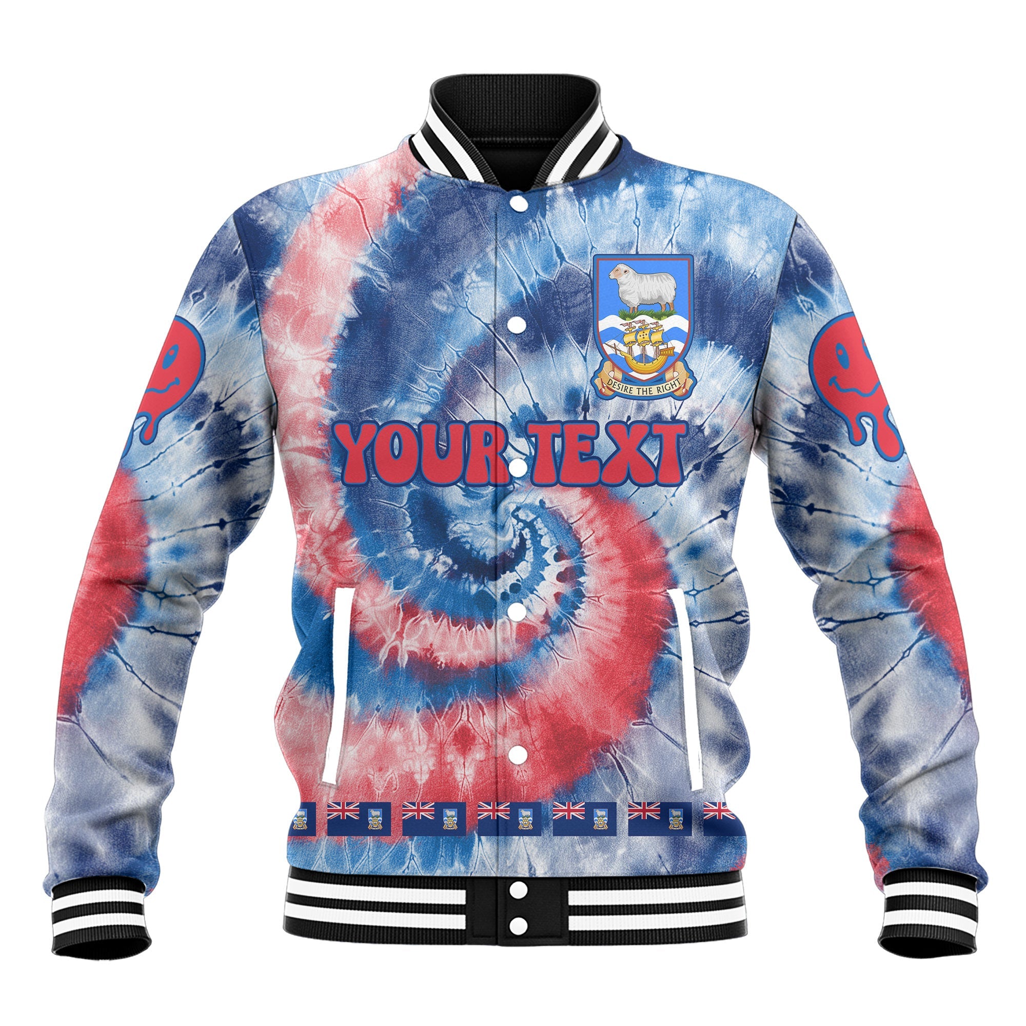 Falkland Islands Baseball Jacket Custom Tie Dye Style 2