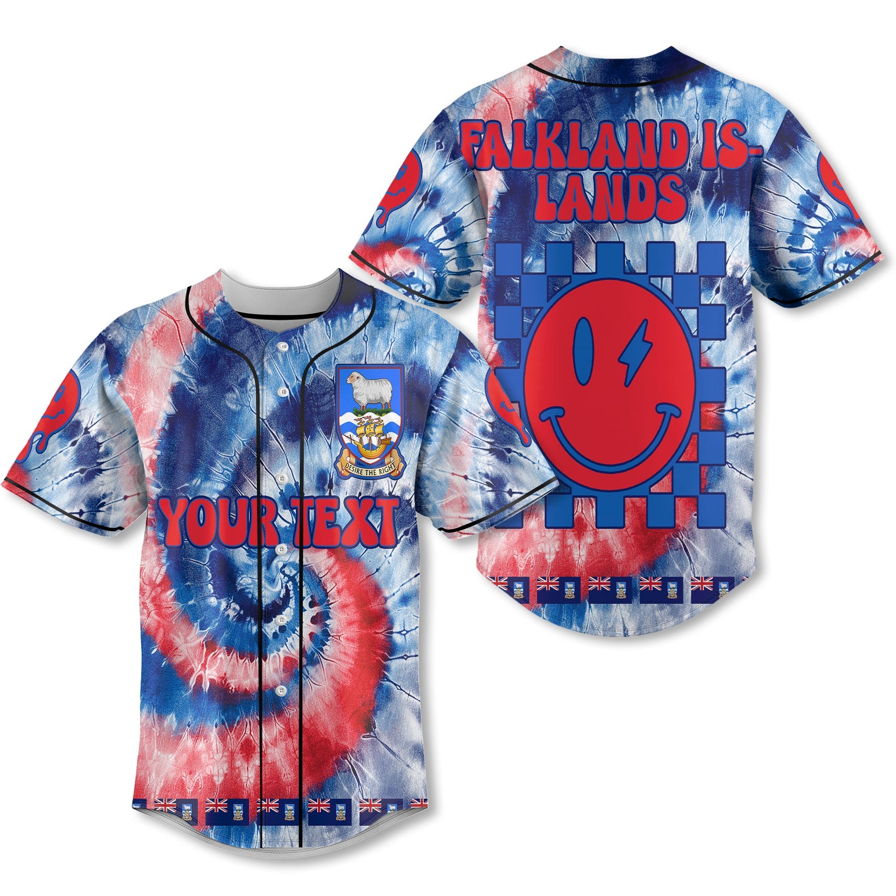 Falkland Islands Baseball Jersey Custom Tie Dye Style 1