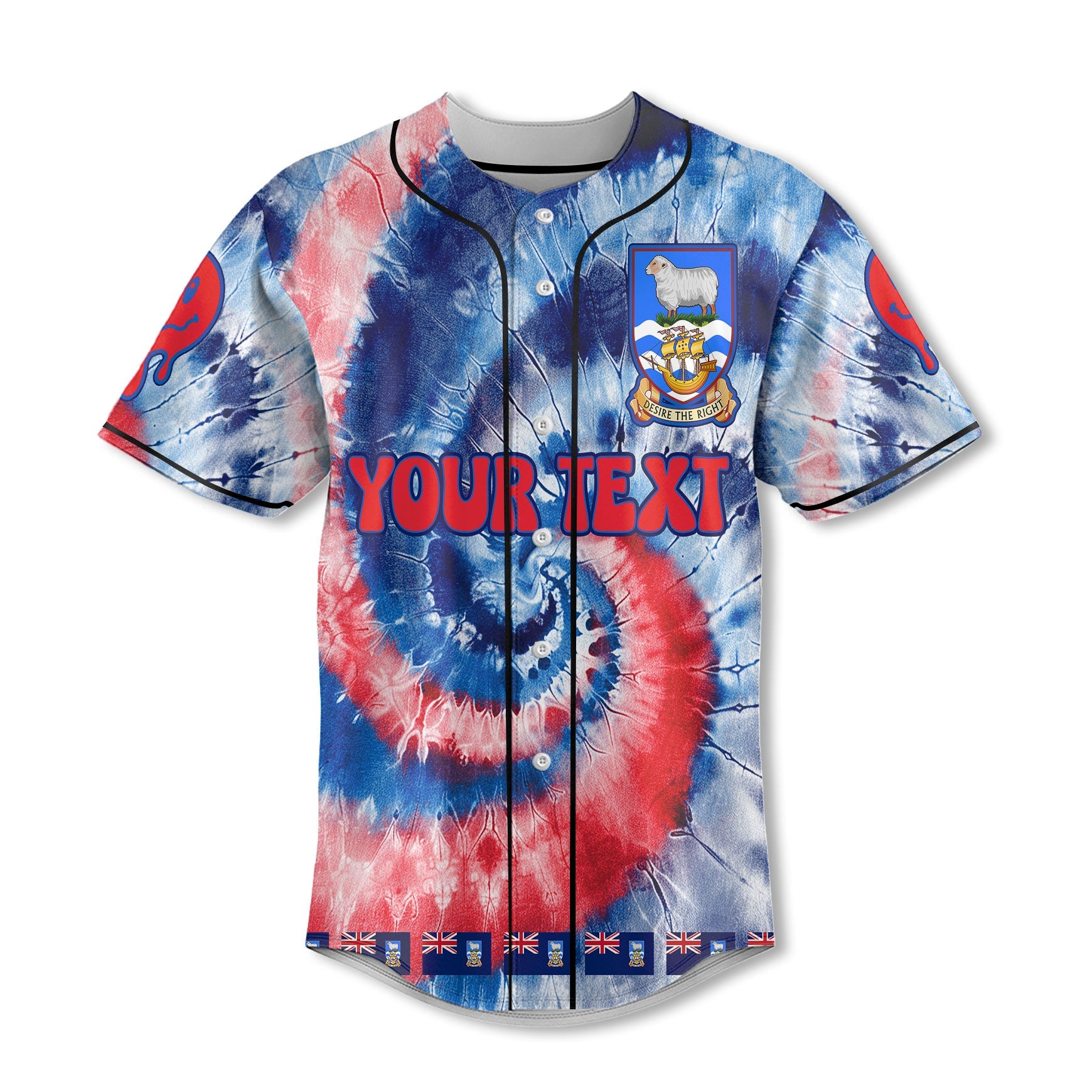 Falkland Islands Baseball Jersey Custom Tie Dye Style 2