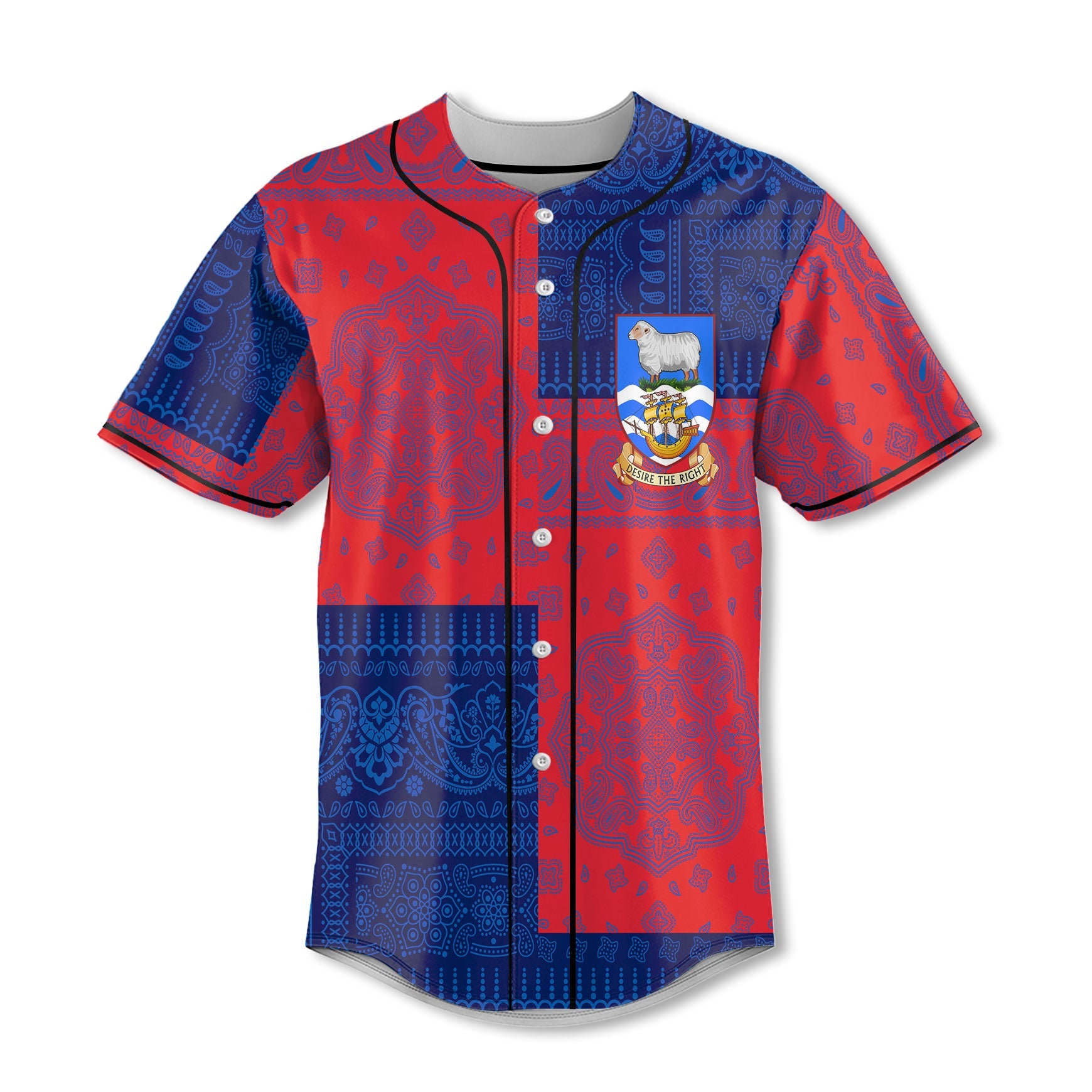 Falkland Islands Baseball Jersey Flag And Paisley Basic Style 2