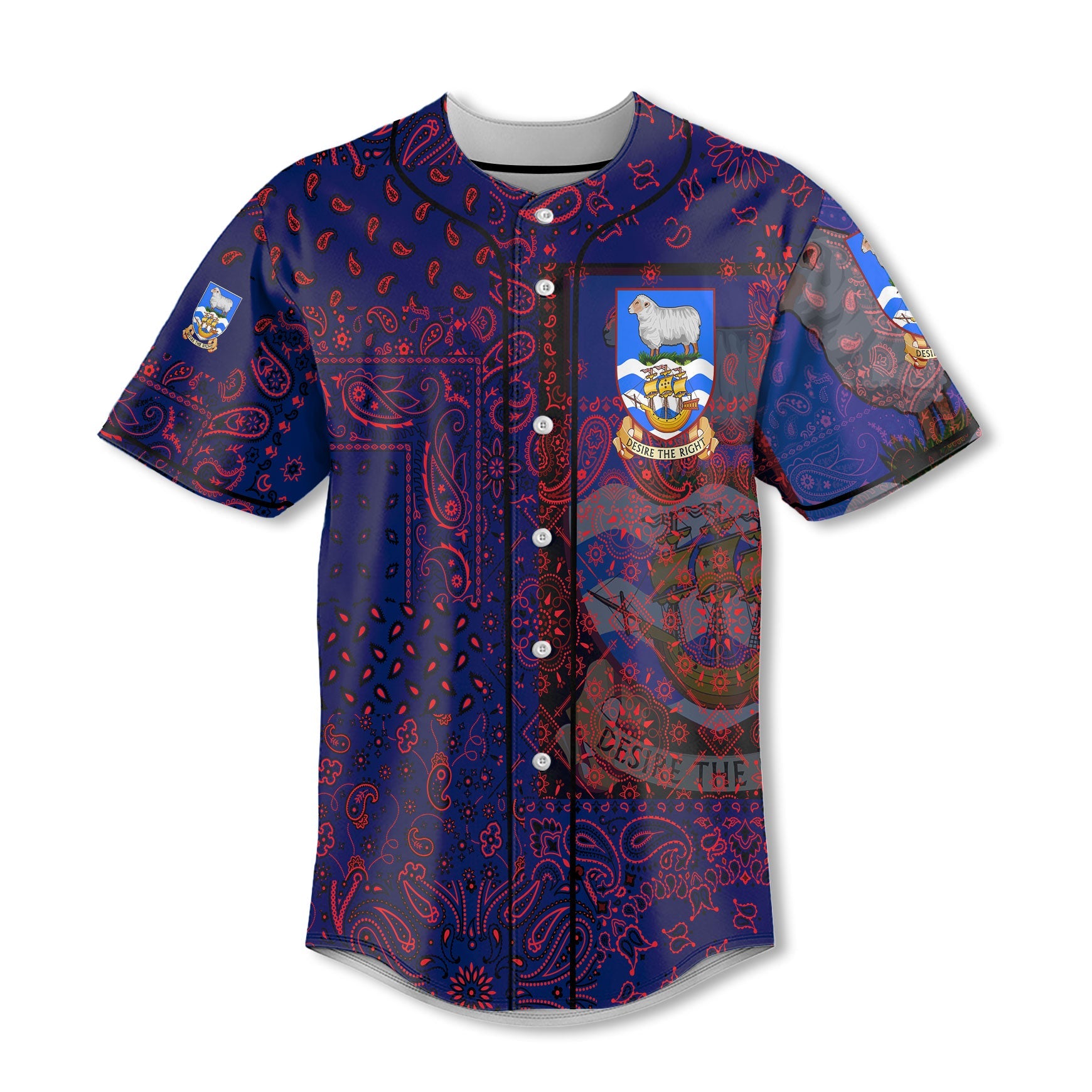 Falkland Islands Baseball Jersey Paisley Flag And Skull Style 2