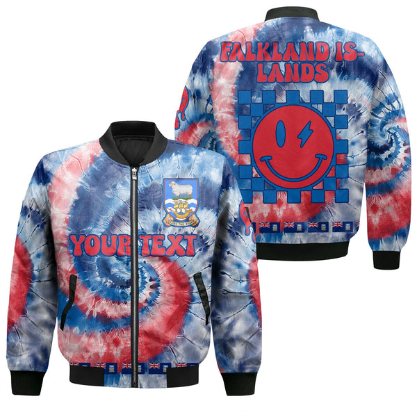 Falkland Islands Bomber Jacket Custom Tie Dye Style 1