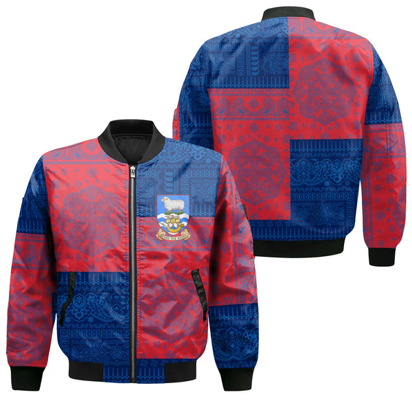 Falkland Islands Bomber Jacket Flag And Paisley Basic Style 1