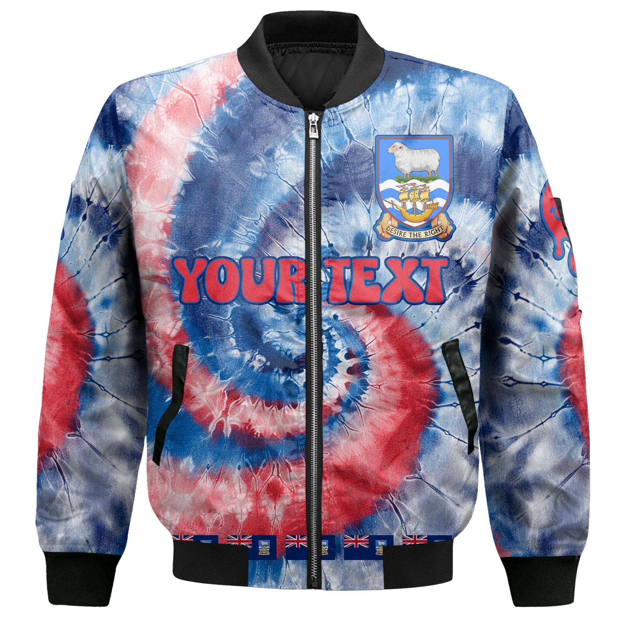 Falkland Islands Bomber Jacket Custom Tie Dye Style 2