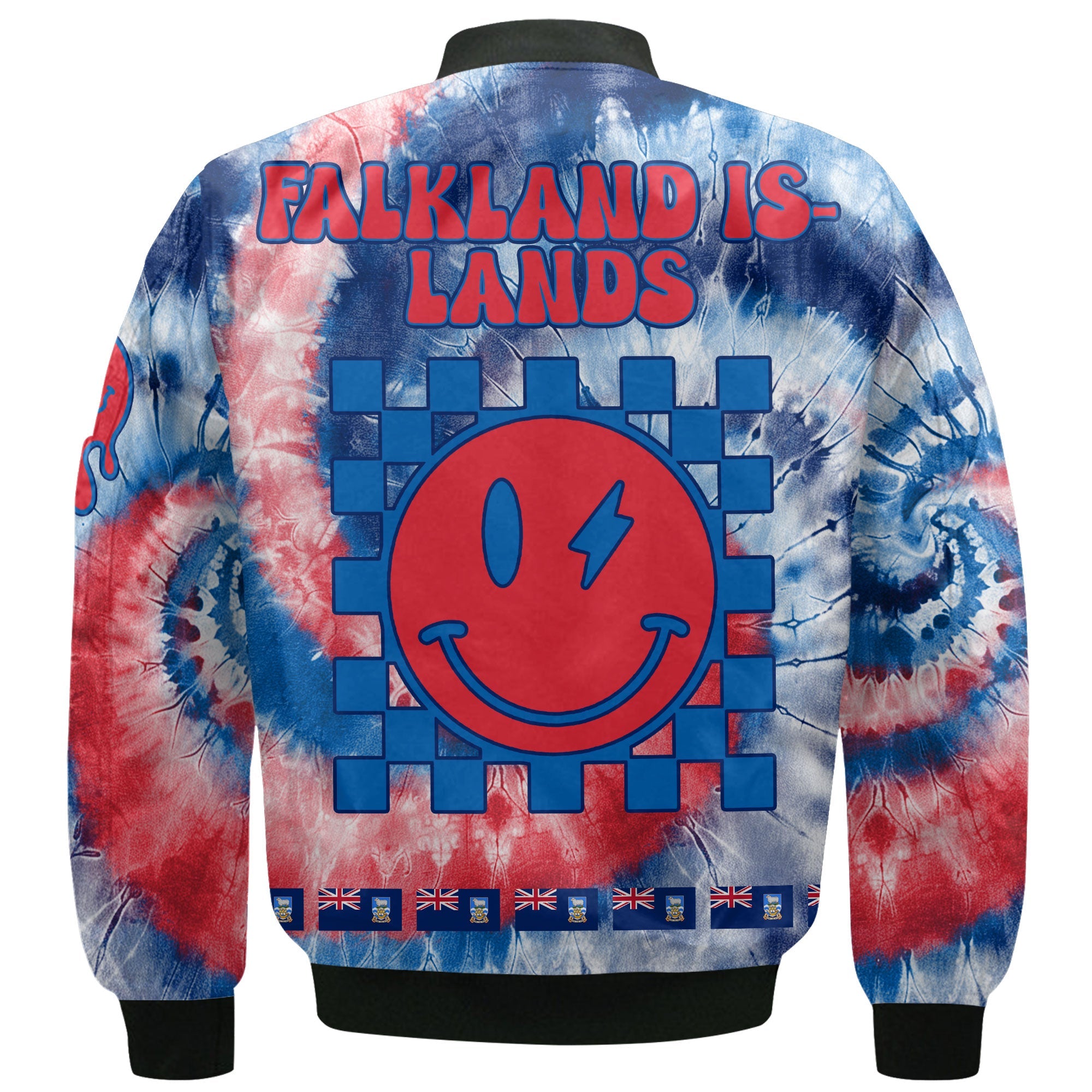 Falkland Islands Bomber Jacket Custom Tie Dye Style 3